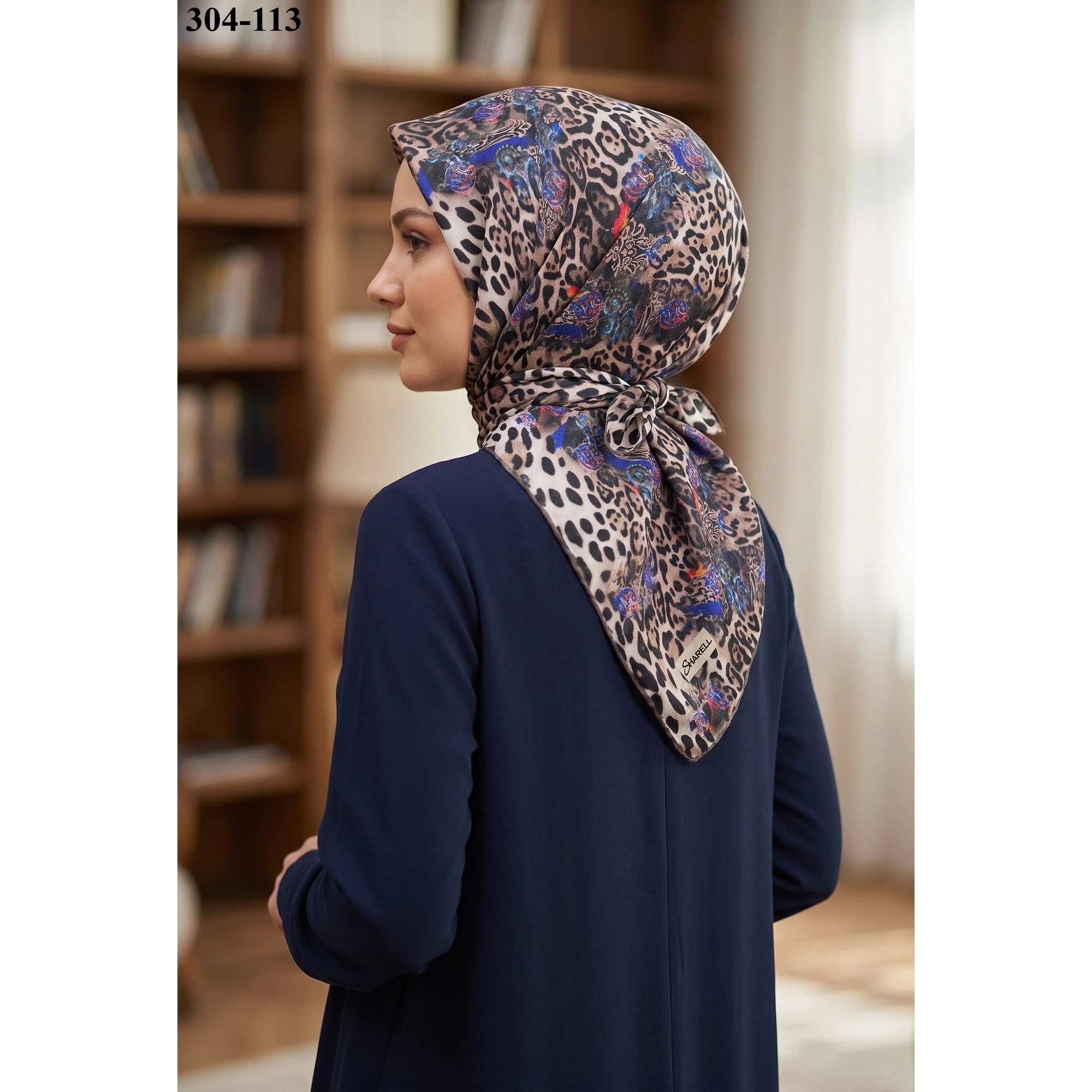 Sharell Leopar Desenli Soft Pamuk Eşarp 304-113
