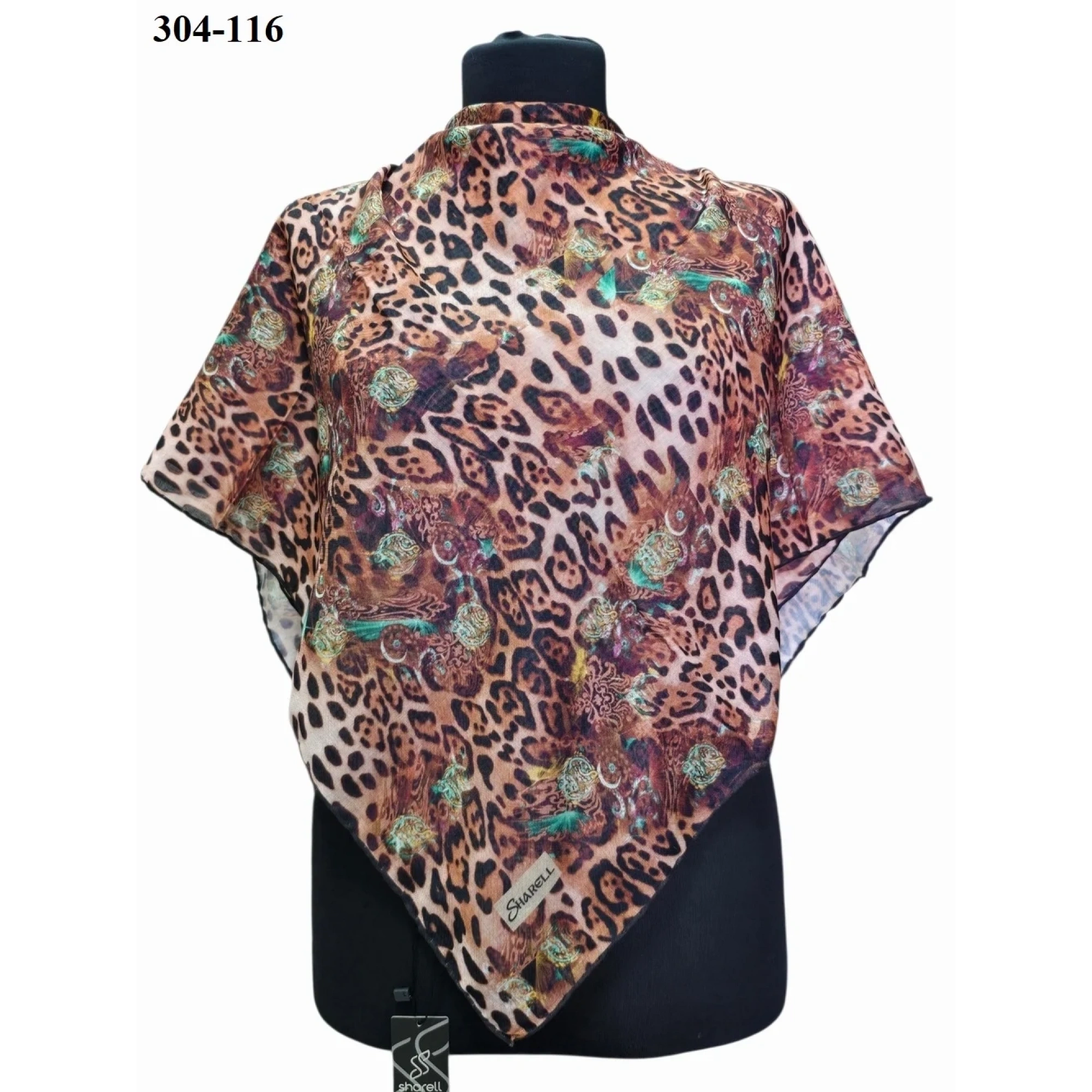 Sharell Leopar Desenli Soft Pamuk Eşarp 304-116