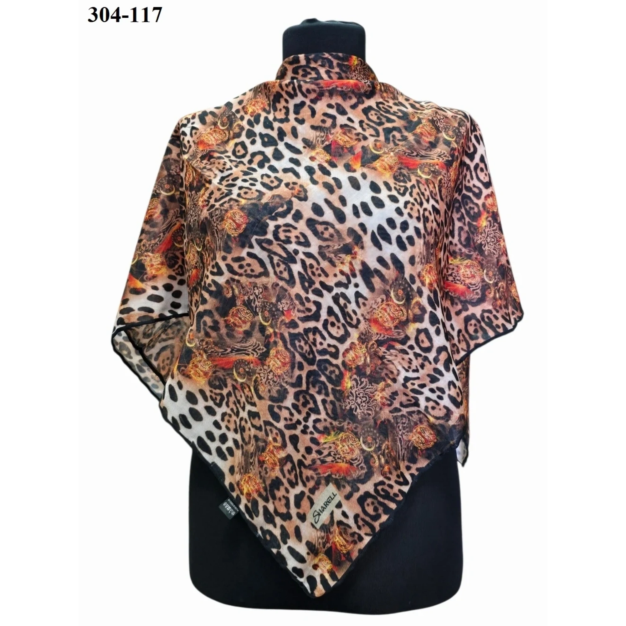 Sharell Leopar Desenli Soft Pamuk Eşarp 304-117