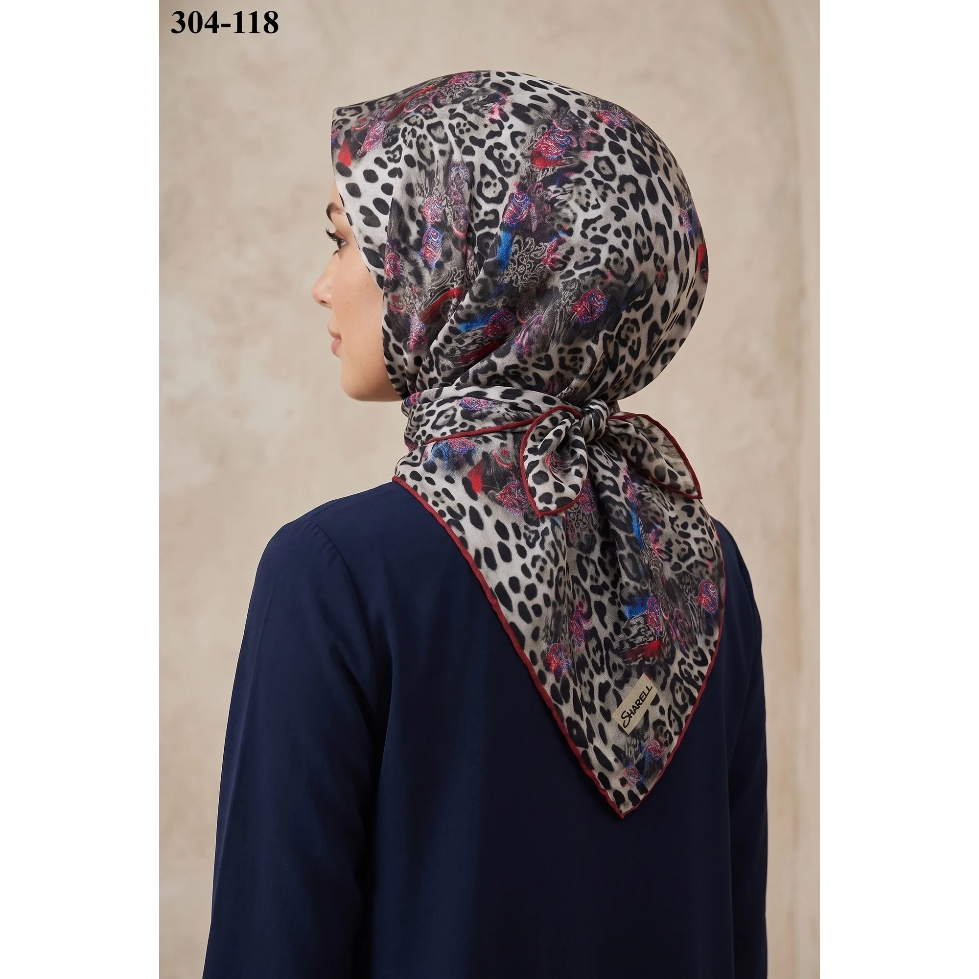 Sharell Leopar Desenli Soft Pamuk Eşarp 304-118