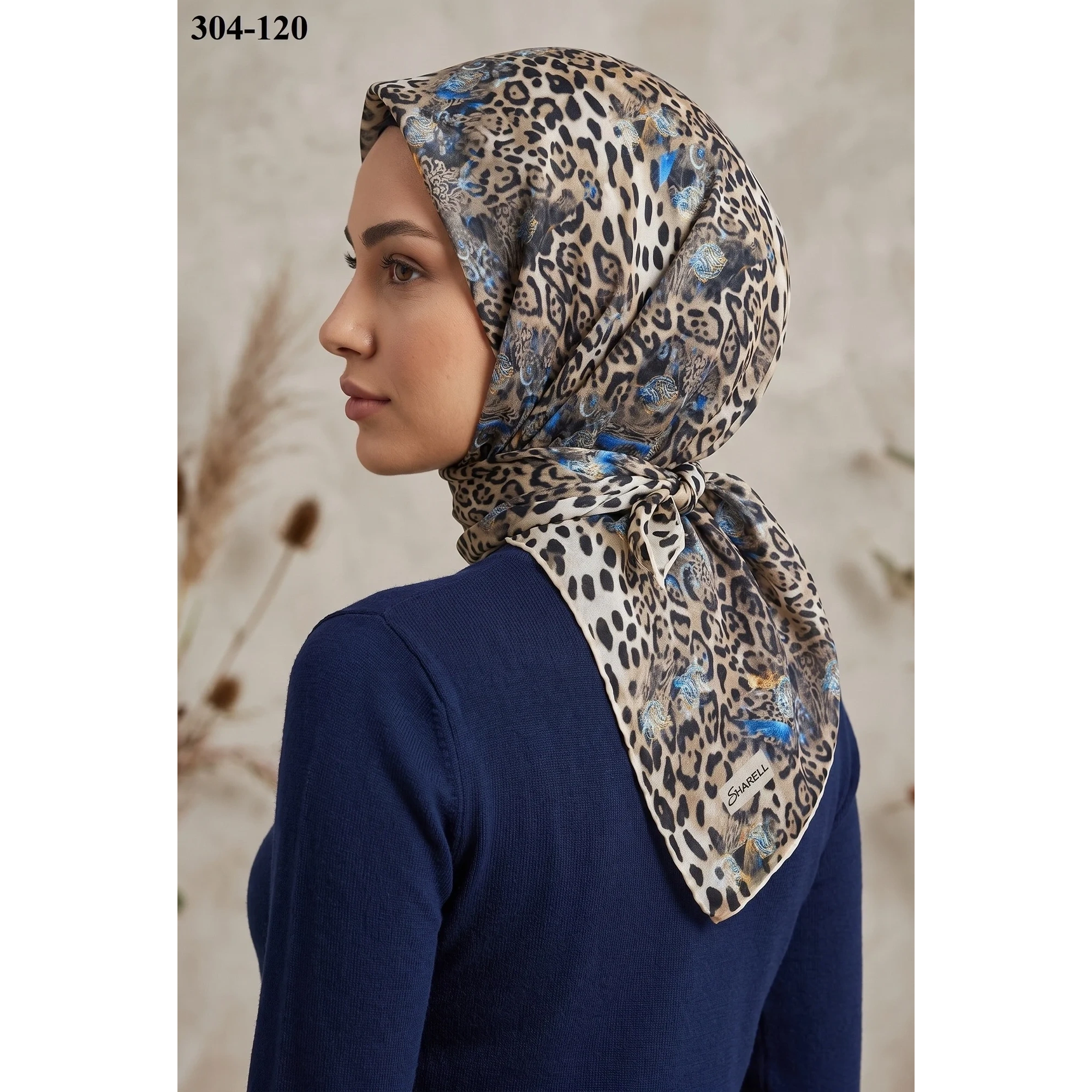Sharell Leopar Desenli Soft Pamuk Eşarp 304-120