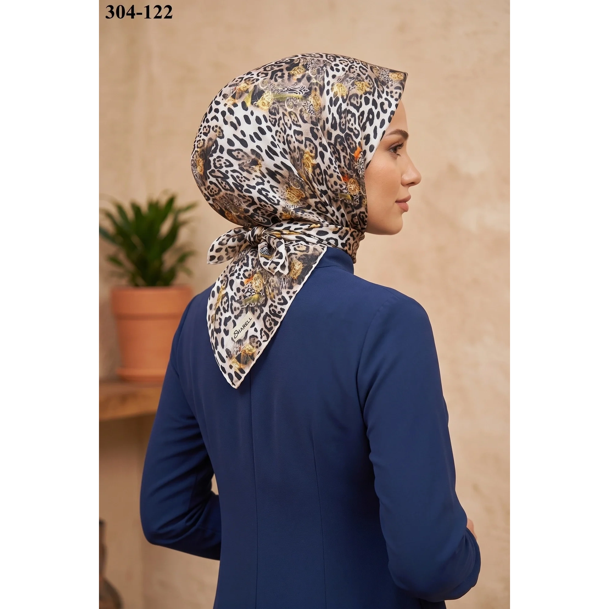 Sharell Leopar Desenli Soft Pamuk Eşarp 304-122