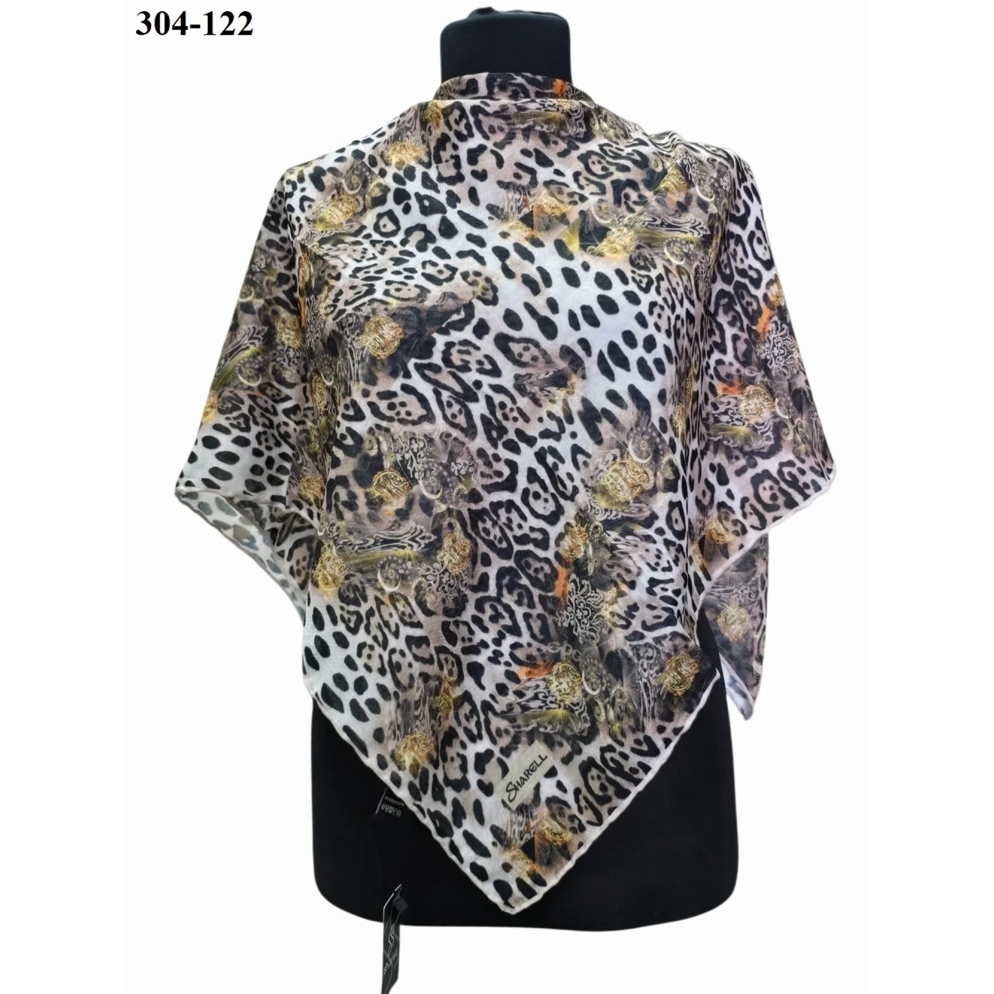 Sharell Leopar Desenli Soft Pamuk Eşarp 304-122