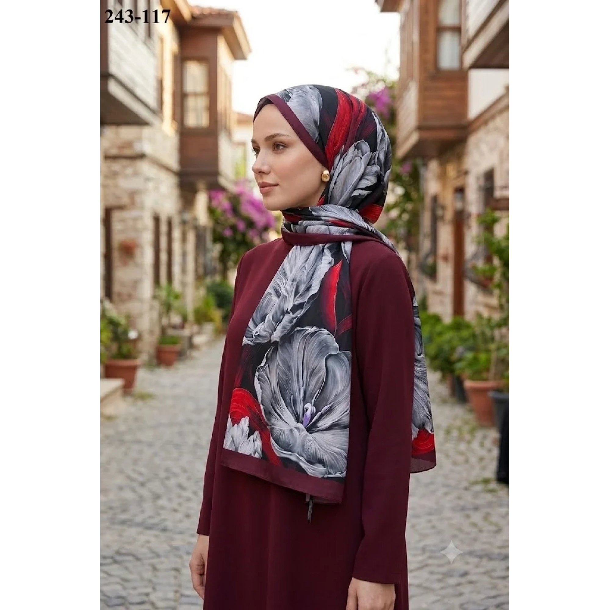 Sharell Soft Pamuk Şal (Bordo) 243-117