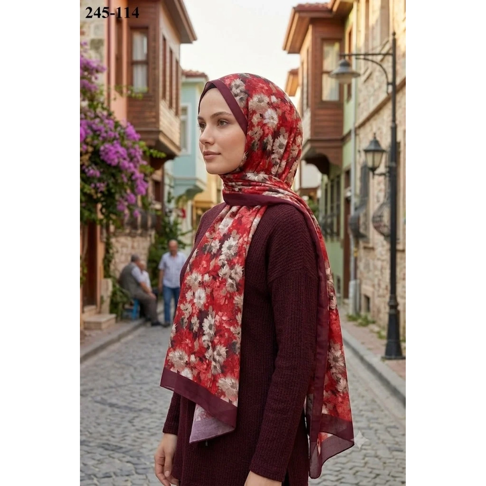 Sharell Soft Pamuk Şal (Bordo Serisi) 245-114