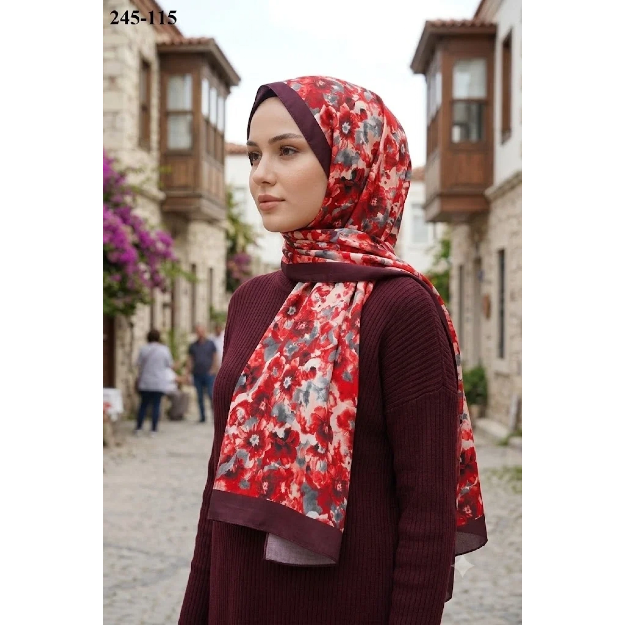 Sharell Soft Pamuk Şal (Bordo Serisi) 245-115