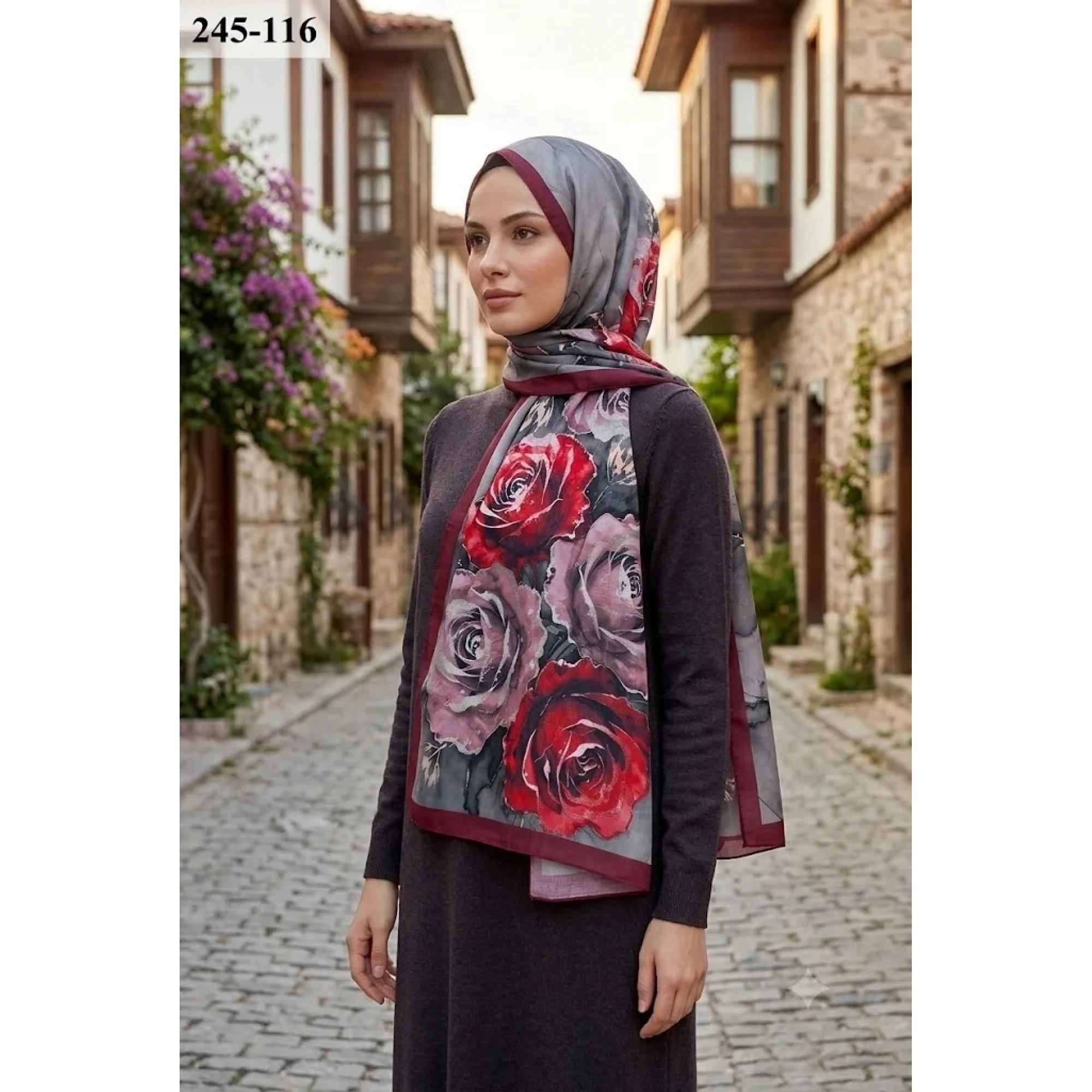Sharell Soft Pamuk Şal (Bordo Serisi) 245-116