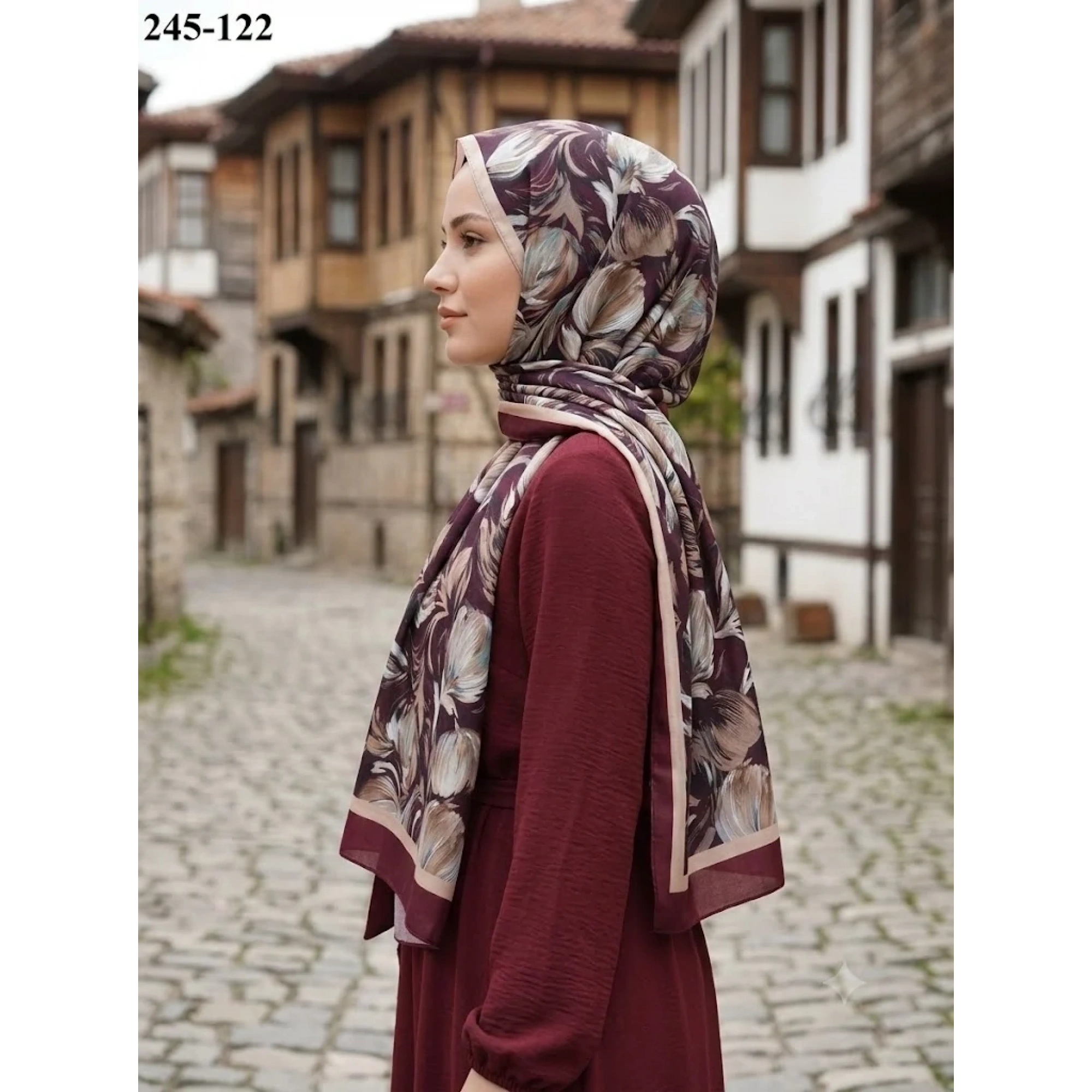 Sharell Soft Pamuk Şal (Bordo Serisi) 245-122