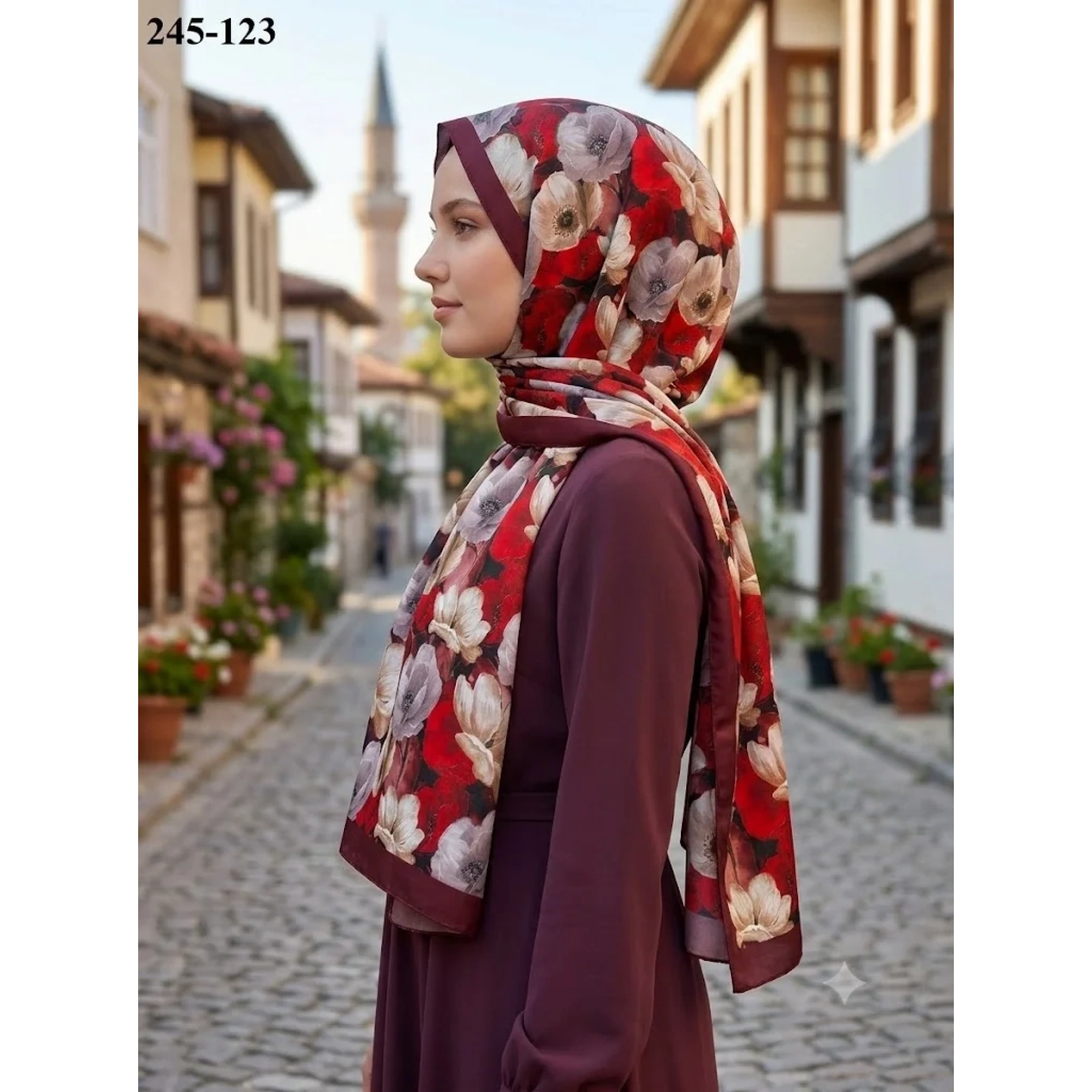 Sharell Soft Pamuk Şal (Bordo Serisi) 245-123