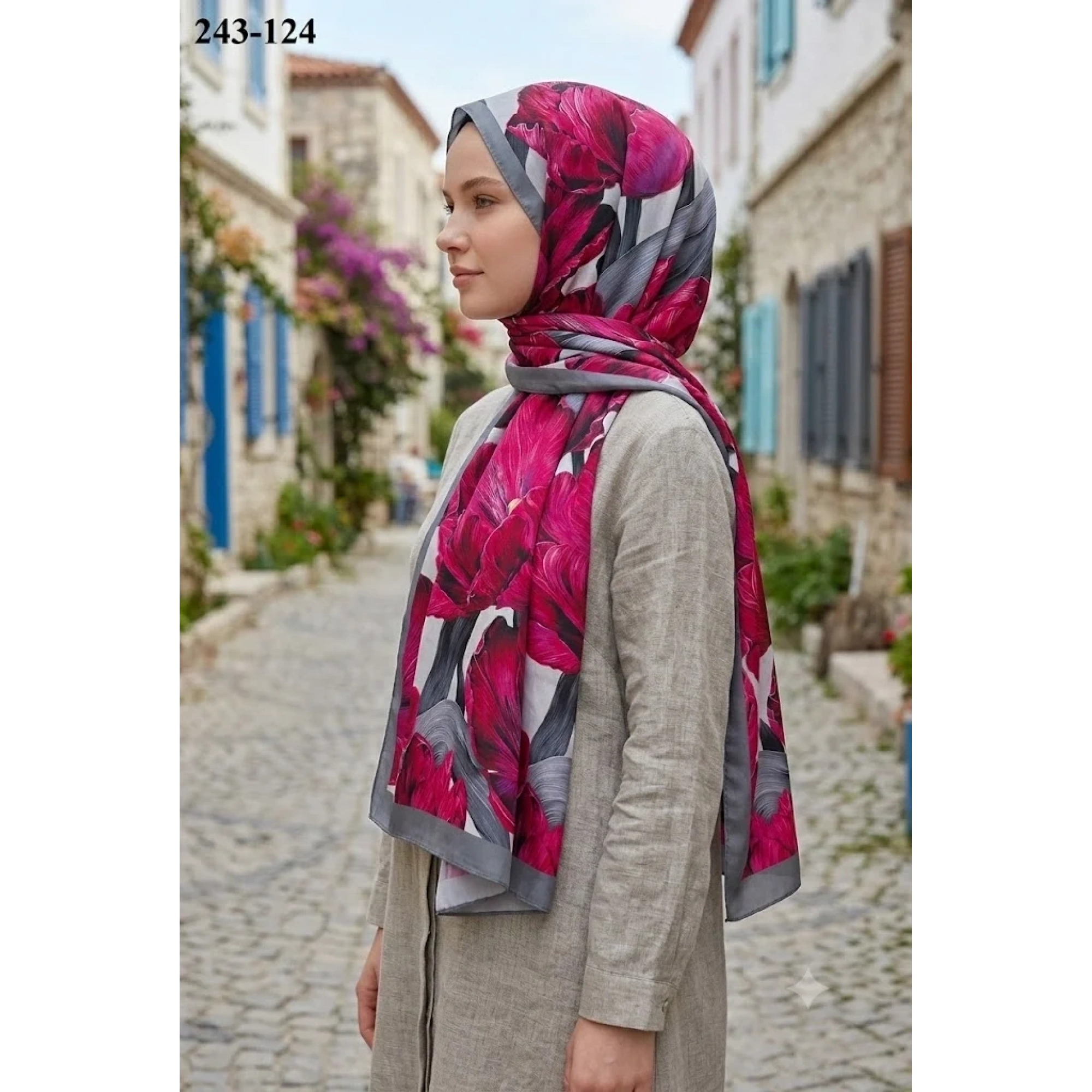 Sharell Soft Pamuk Şal (Gri) 243-124