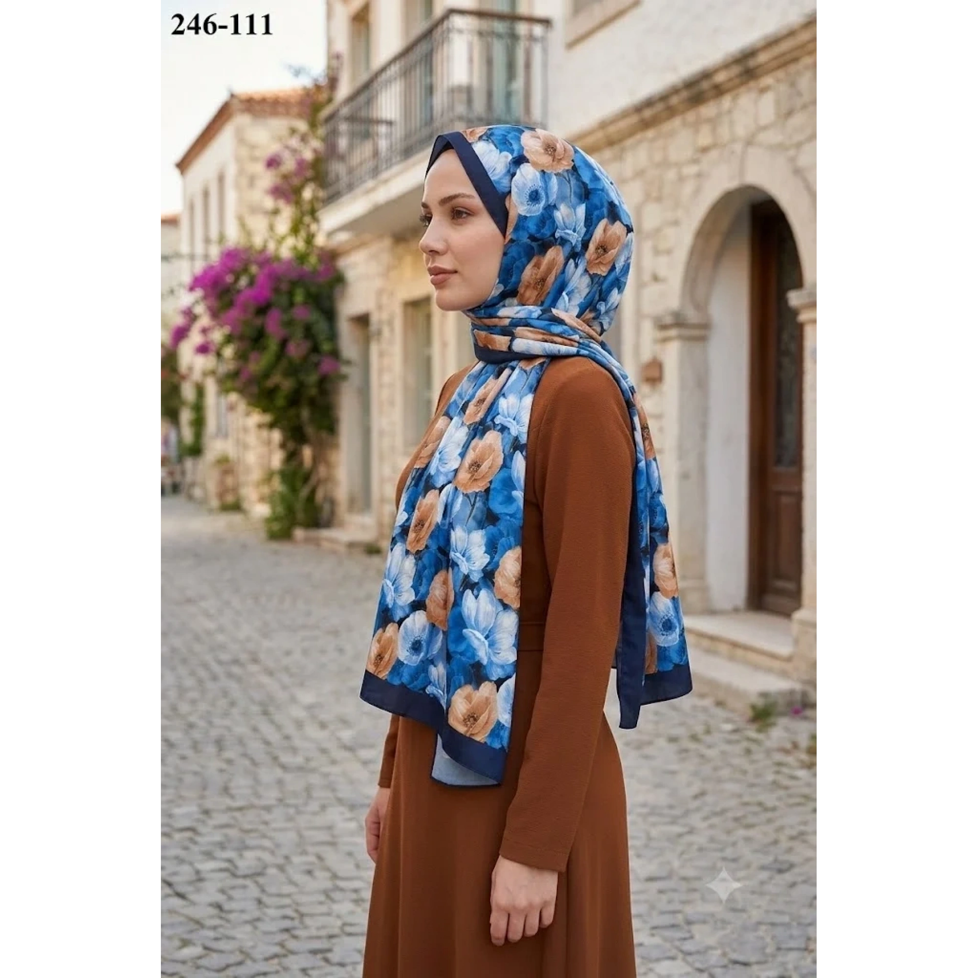 Sharell Soft Pamuk Şal (Lacivert Serisi) 246-111