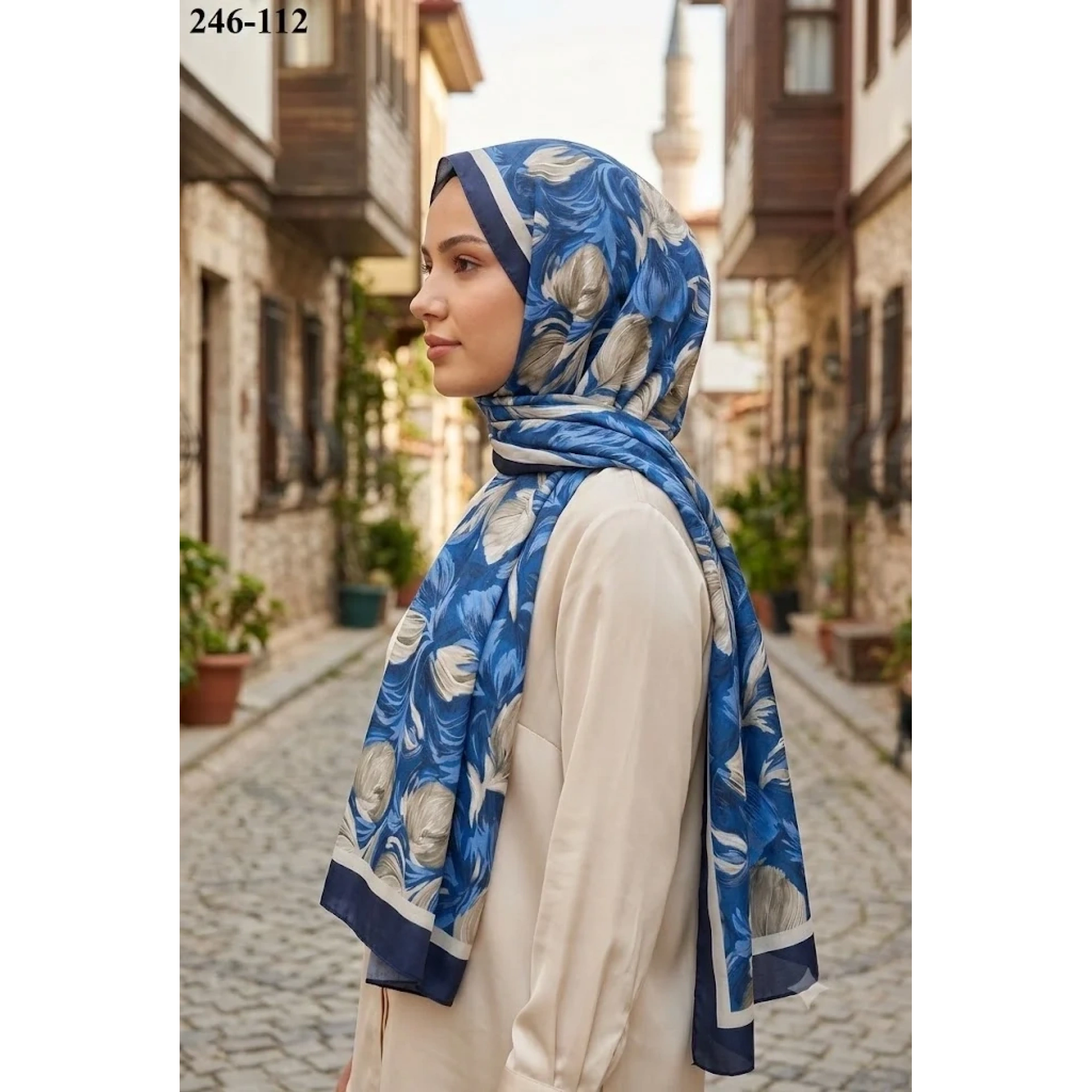Sharell Soft Pamuk Şal (Lacivert Serisi) 246-112