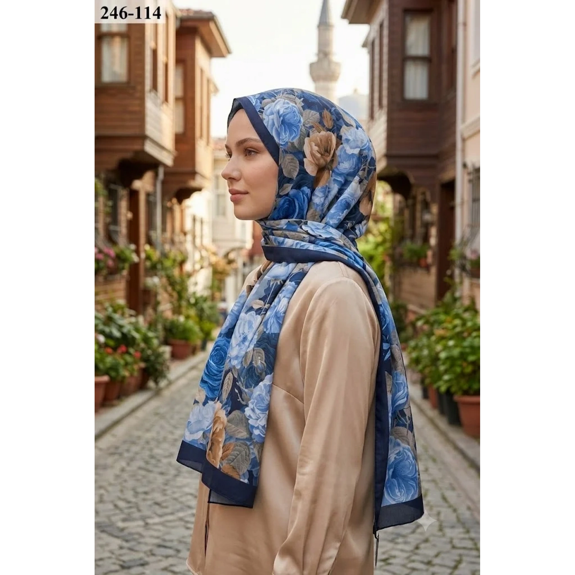Sharell Soft Pamuk Şal (Lacivert Serisi) 246-114