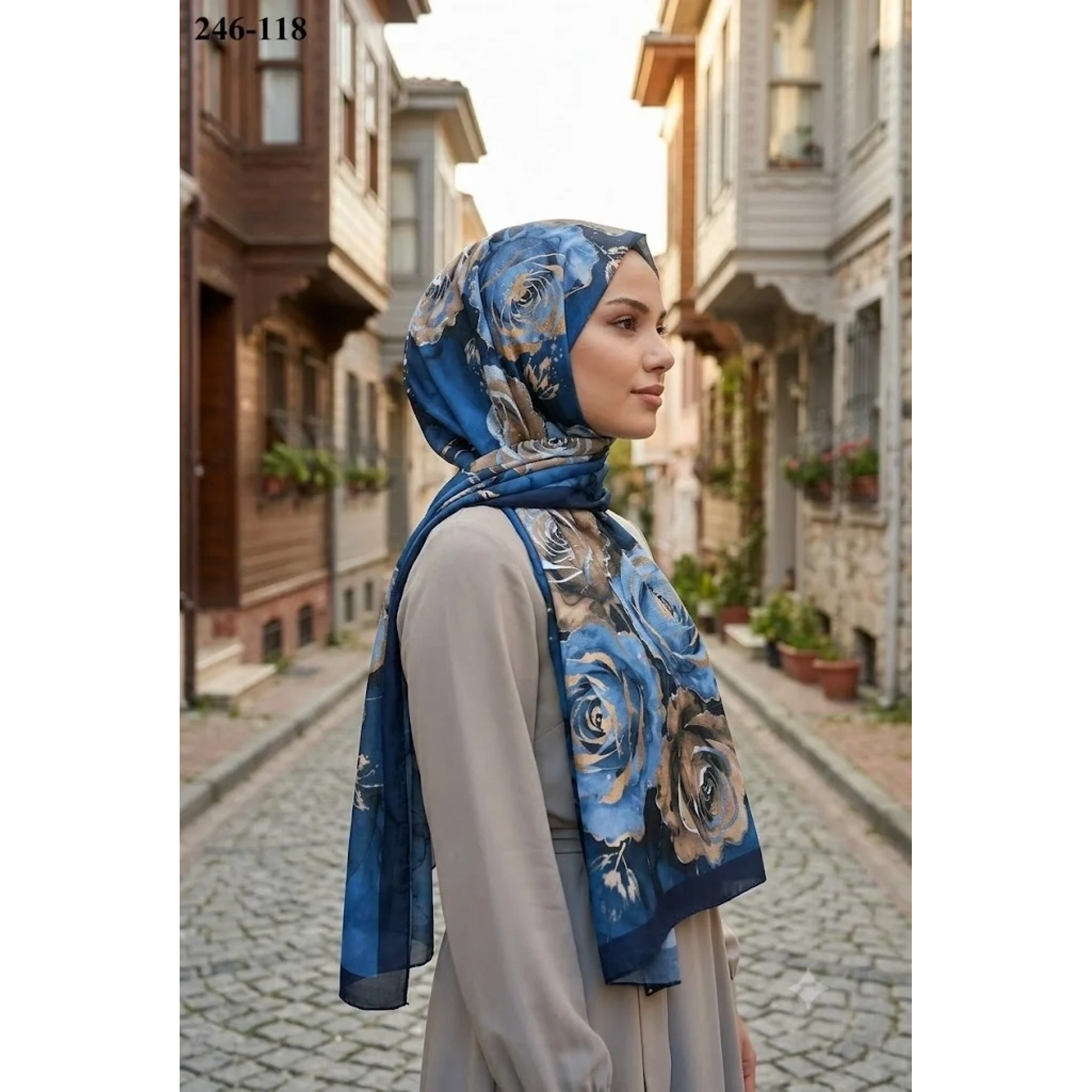 Sharell Soft Pamuk Şal (Lacivert Serisi) 246-118