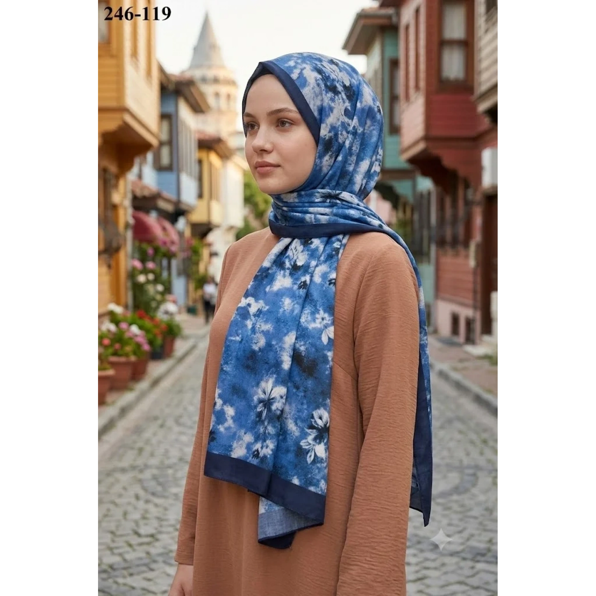 Sharell Soft Pamuk Şal (Lacivert Serisi) 246-119