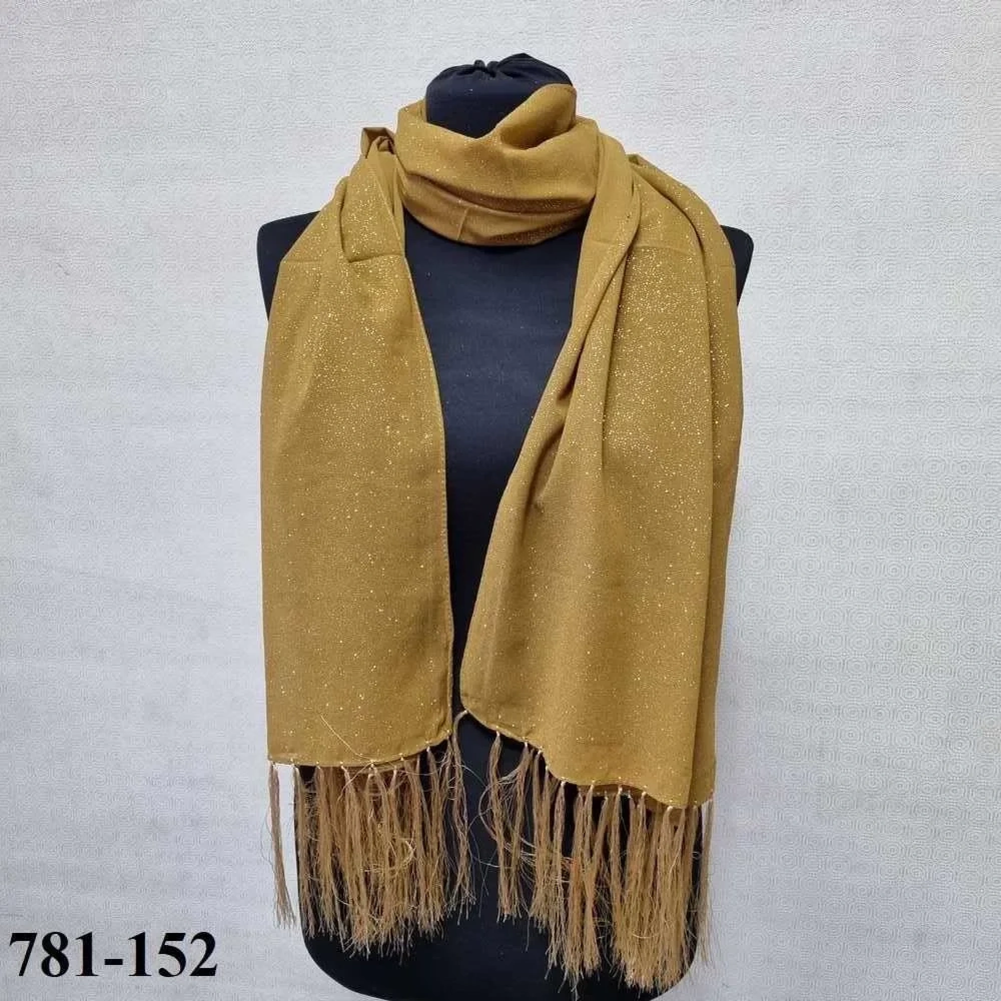 Simli Ve Püsküllü Abiye Şal Sarı 781-152