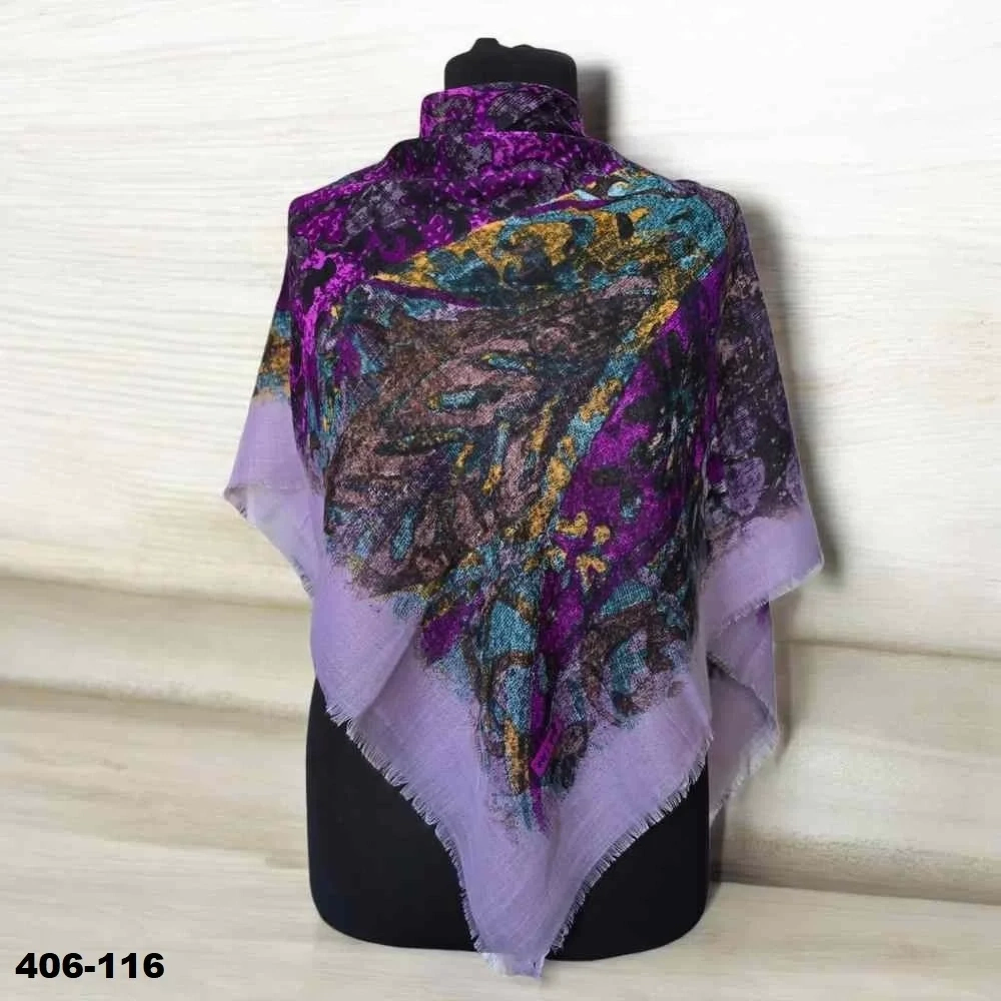 Soft İpek Desenli Flamlı Kotton Eşarp 406-116