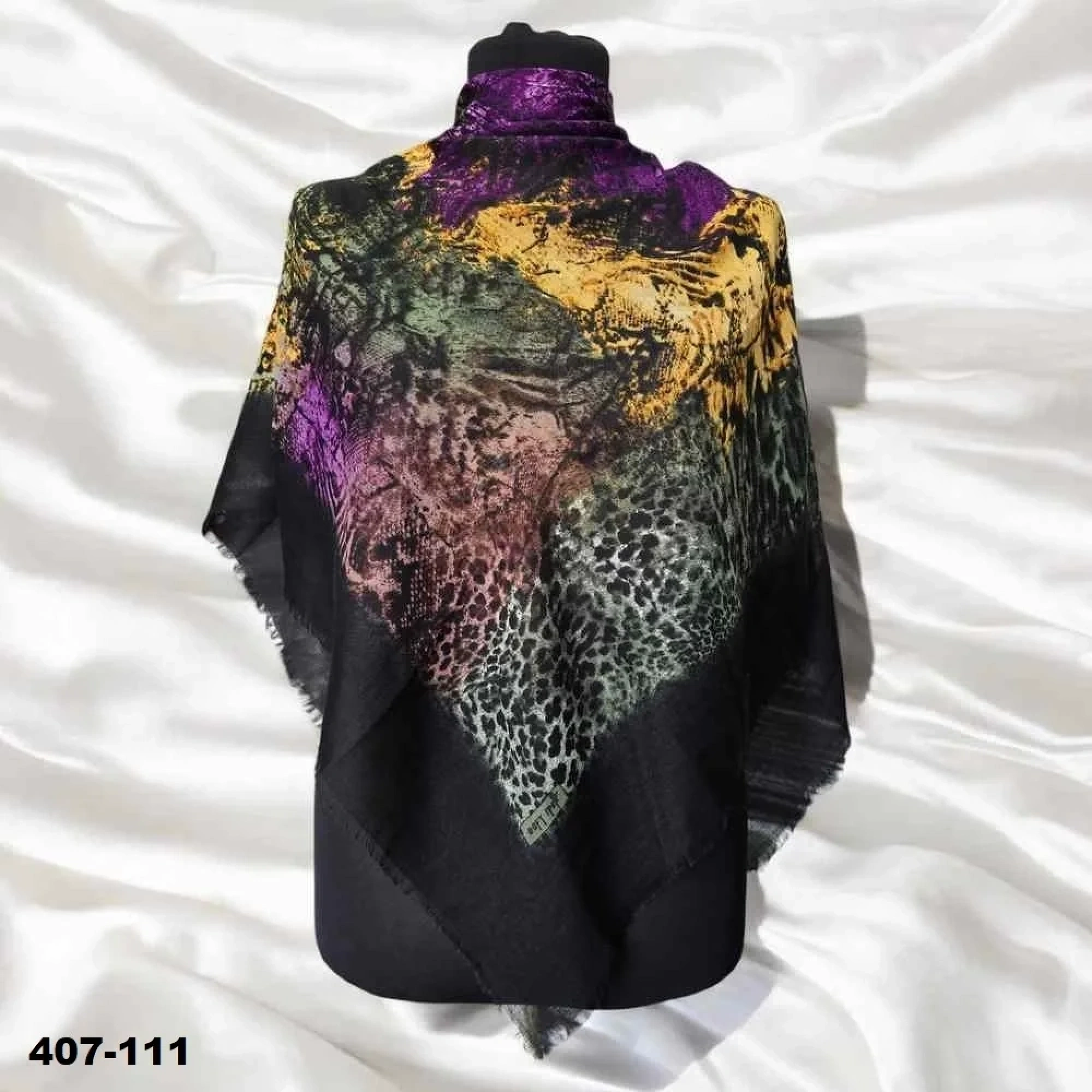 Soft İpek Desenli Flamlı Kotton Eşarp 407-111