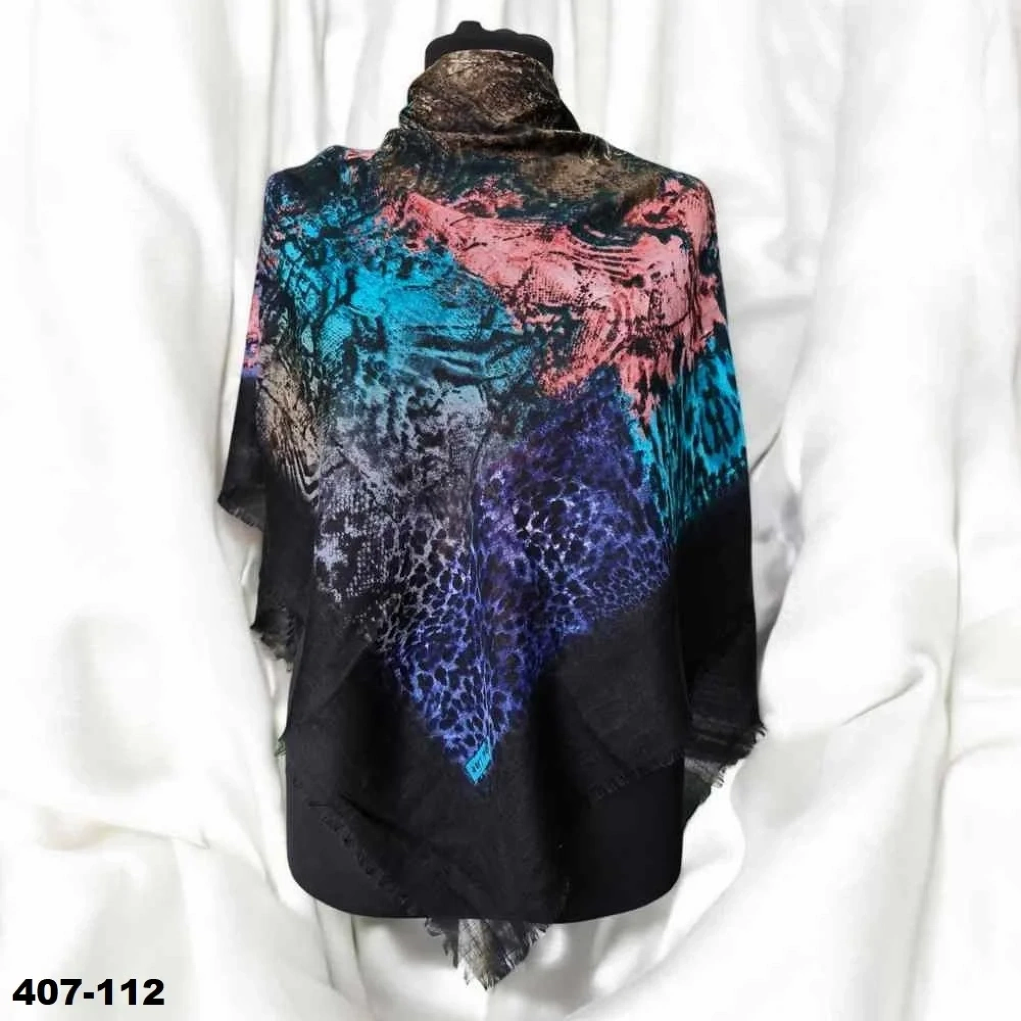 Soft İpek Desenli Flamlı Kotton Eşarp 407-112
