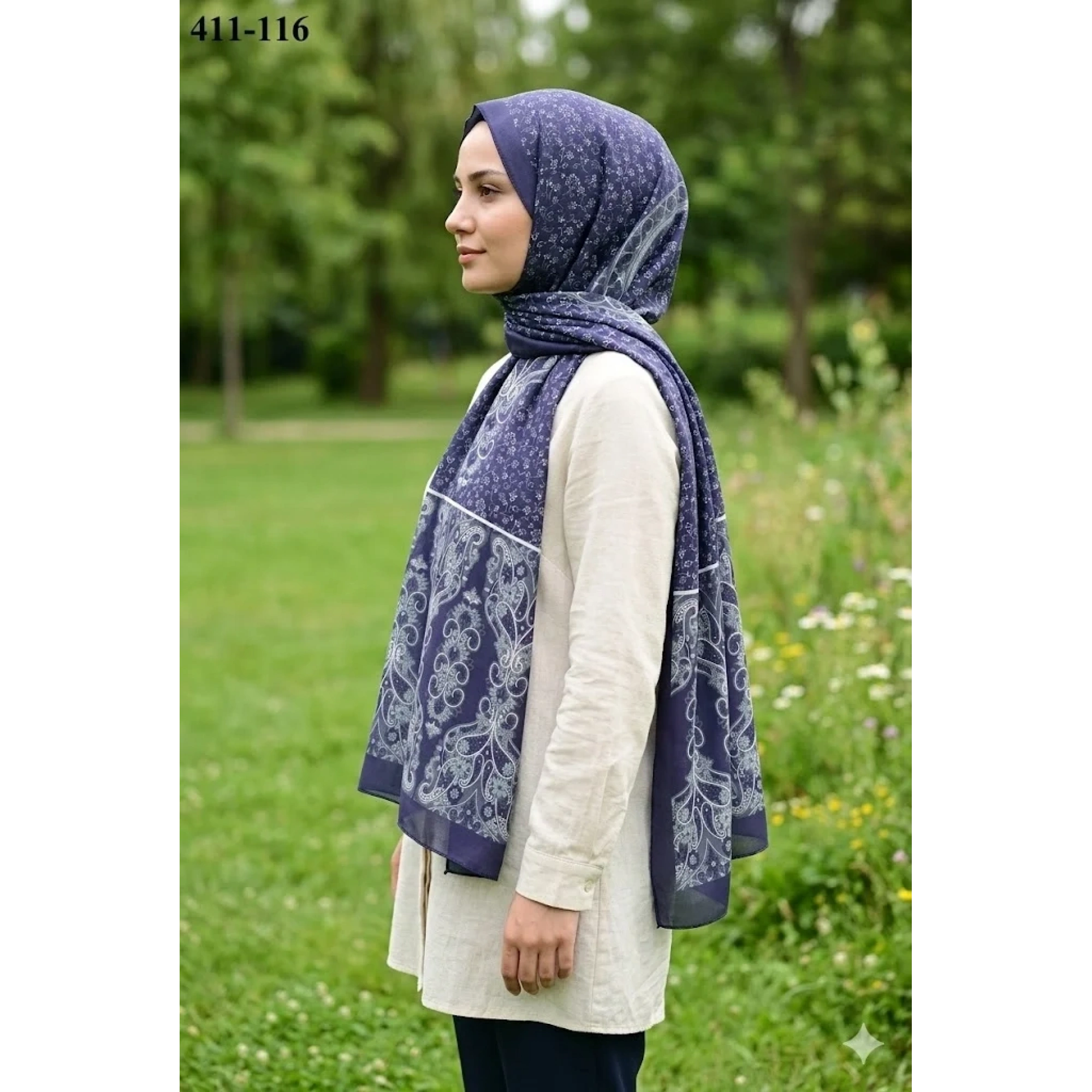 Soft İpek Etnik Desen Soft Şal 411-116