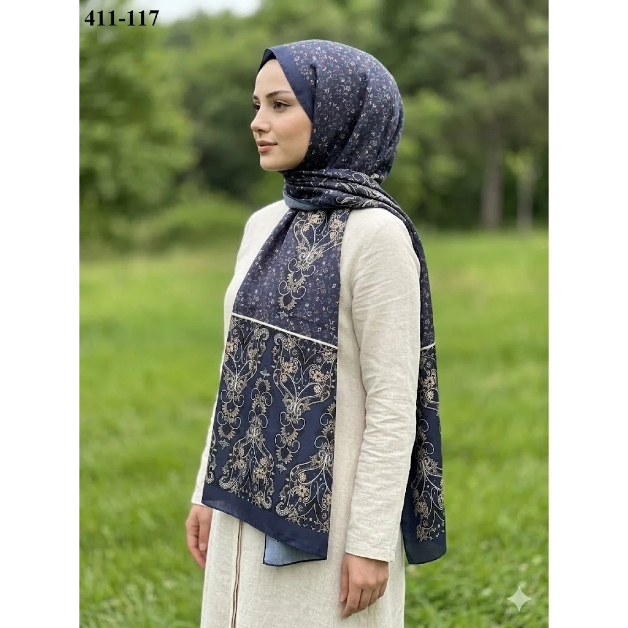 Soft İpek Etnik Desen Soft Şal 411-117