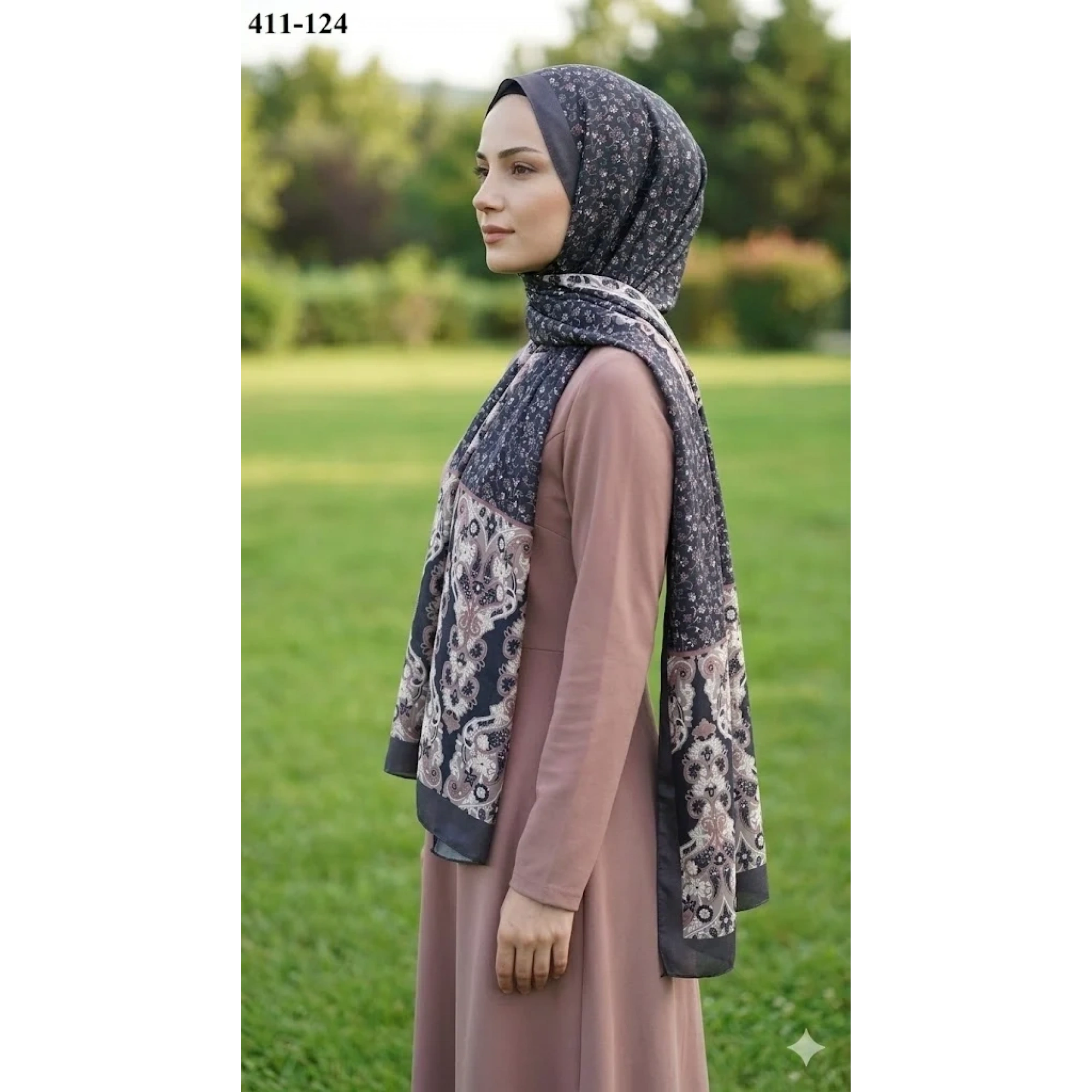 Soft İpek Etnik Desen Soft Şal 411-124