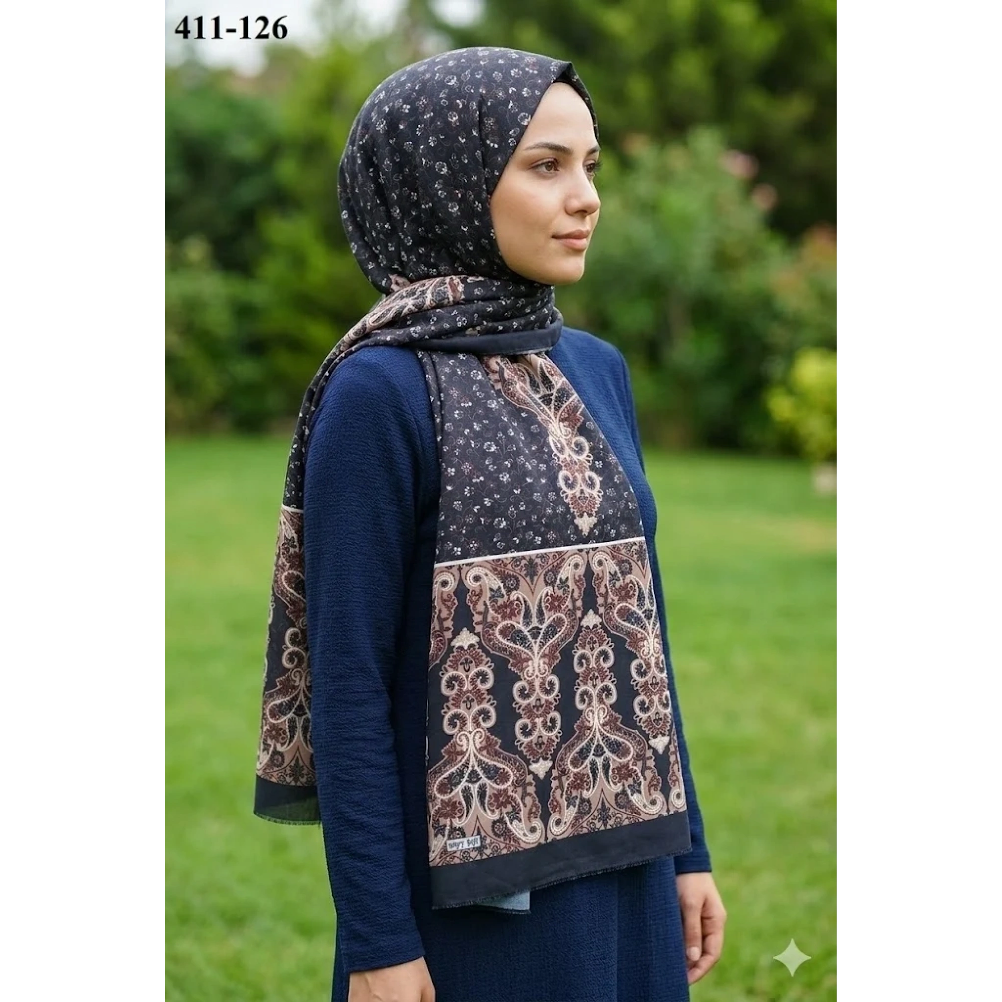 Soft İpek Etnik Desen Soft Şal 411-126