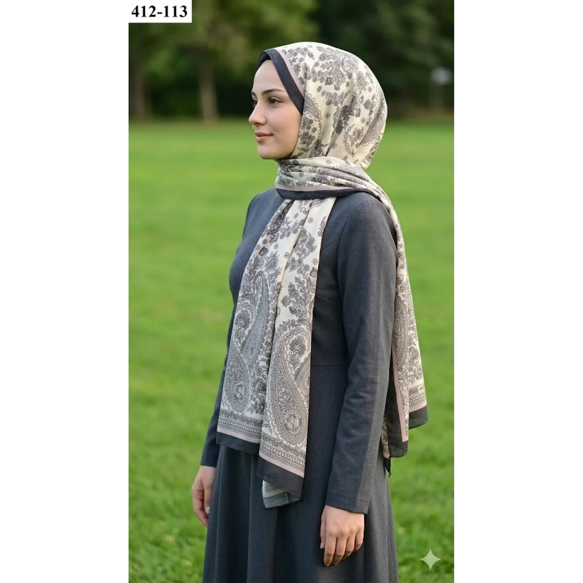 Soft İpek Etnik Desen Soft Şal 412-113
