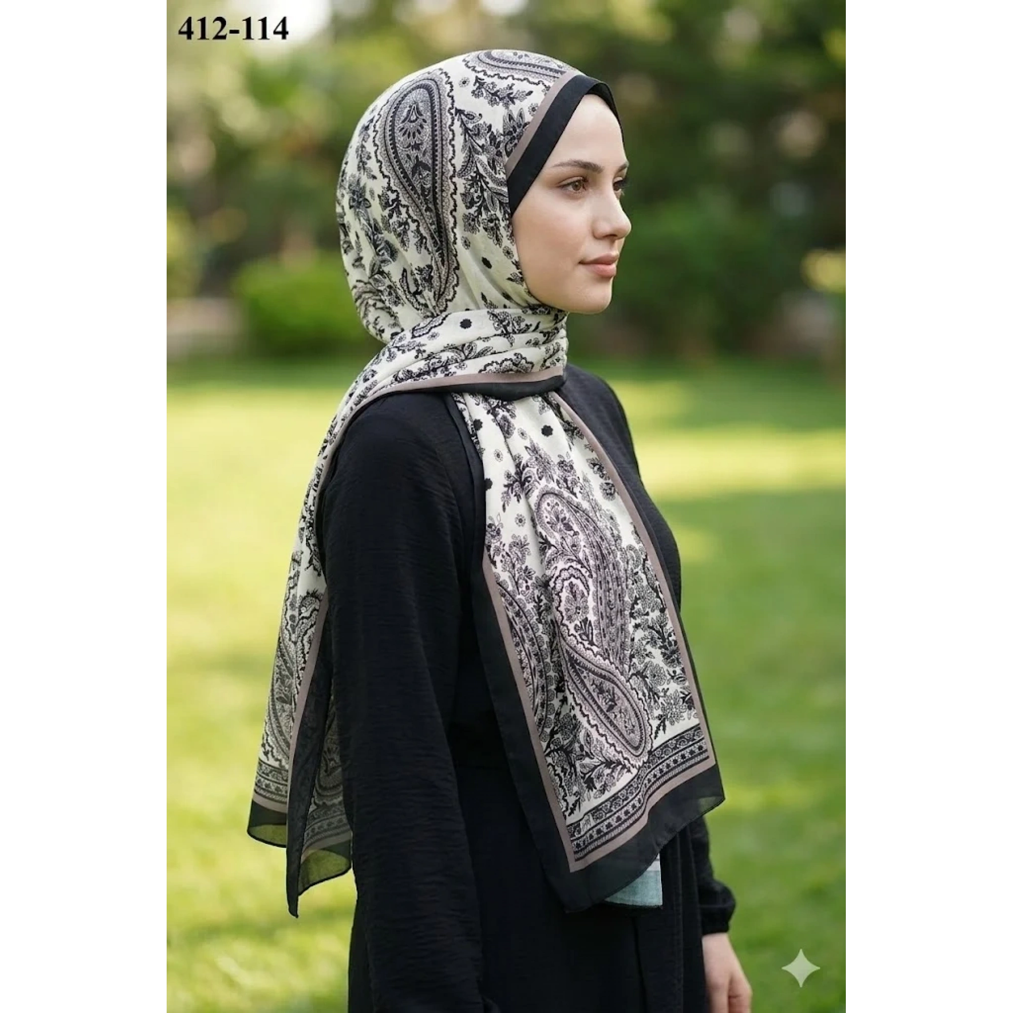 Soft İpek Etnik Desen Soft Şal 412-114