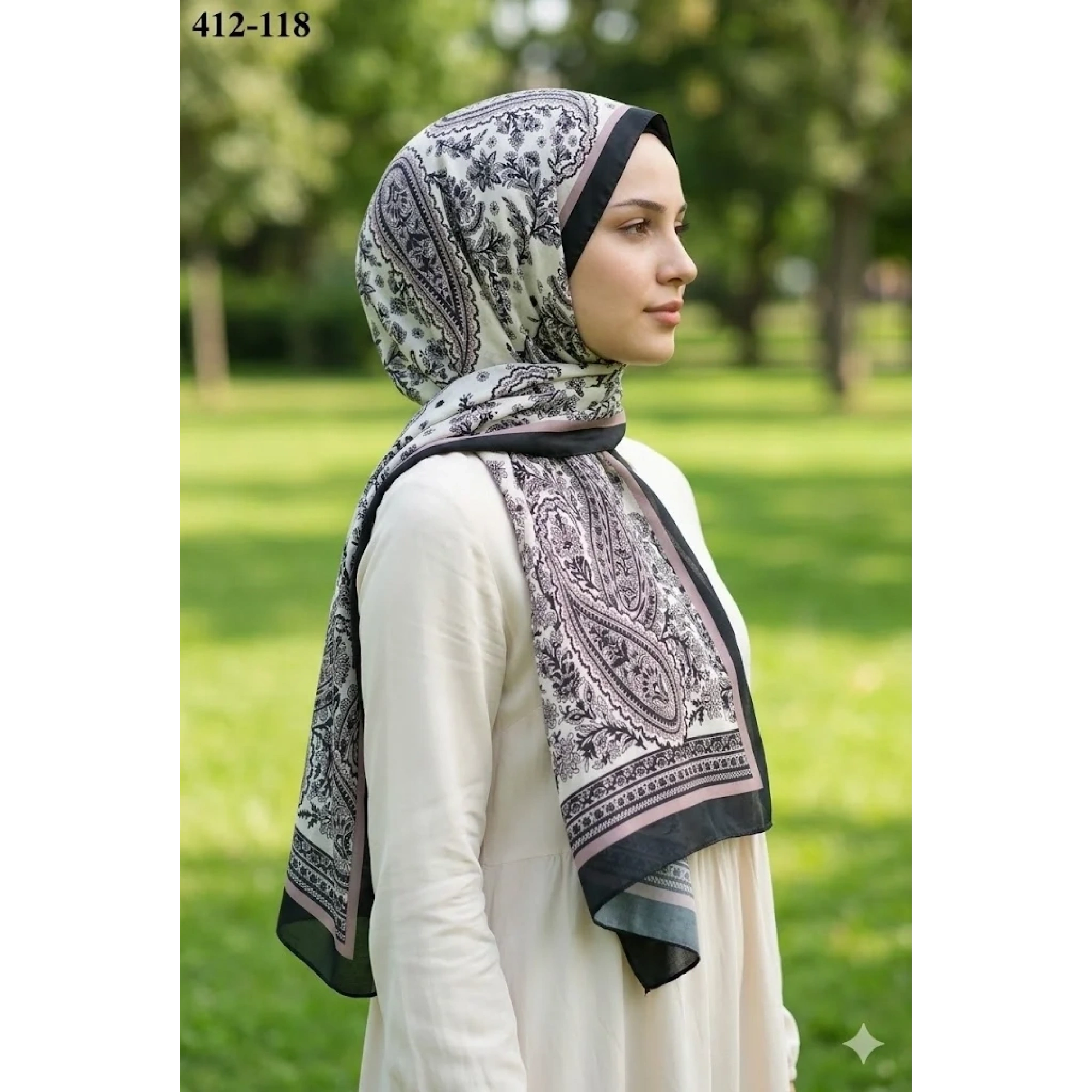Soft İpek Etnik Desen Soft Şal 412-118