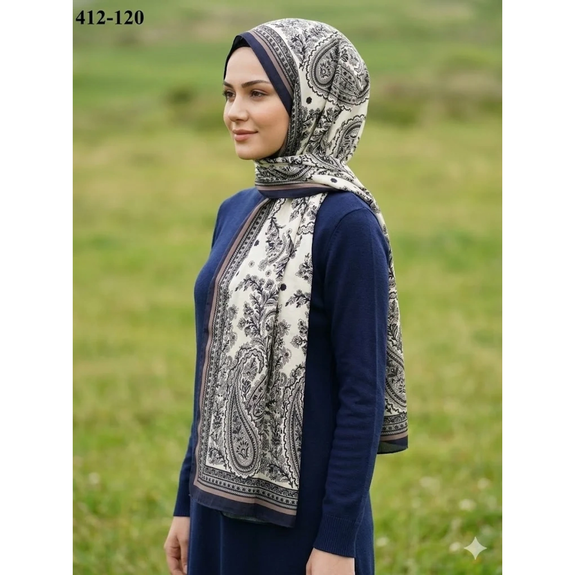 Soft İpek Etnik Desen Soft Şal 412-120