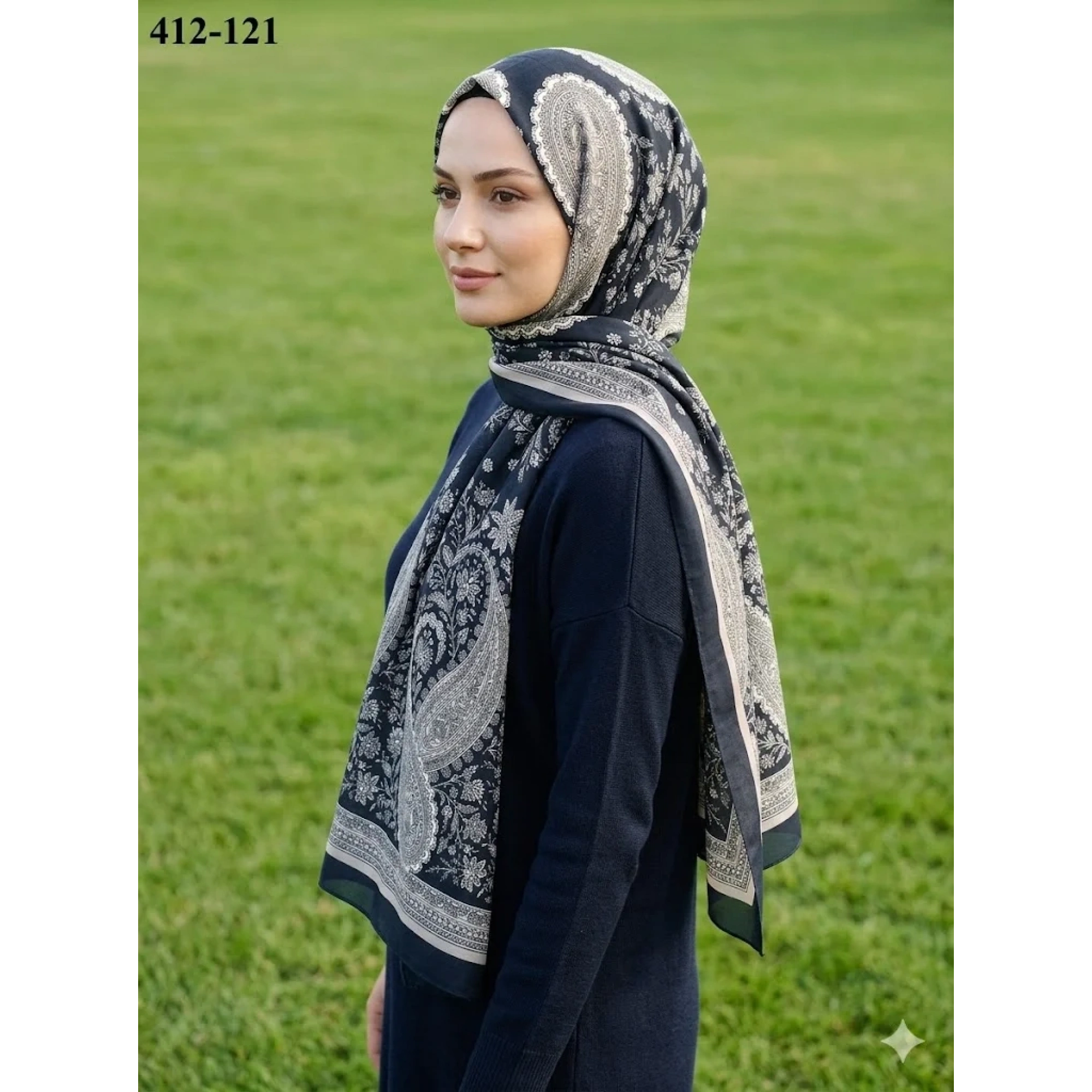 Soft İpek Etnik Desen Soft Şal 412-121
