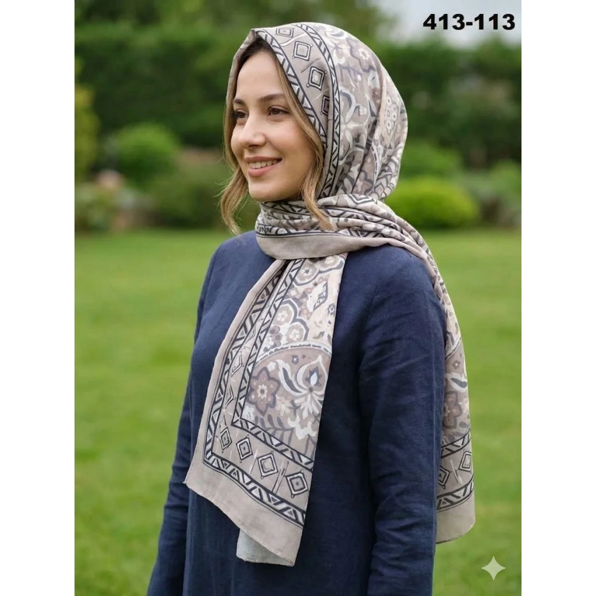 Soft İpek Etnik Desen Soft Şal 413-113