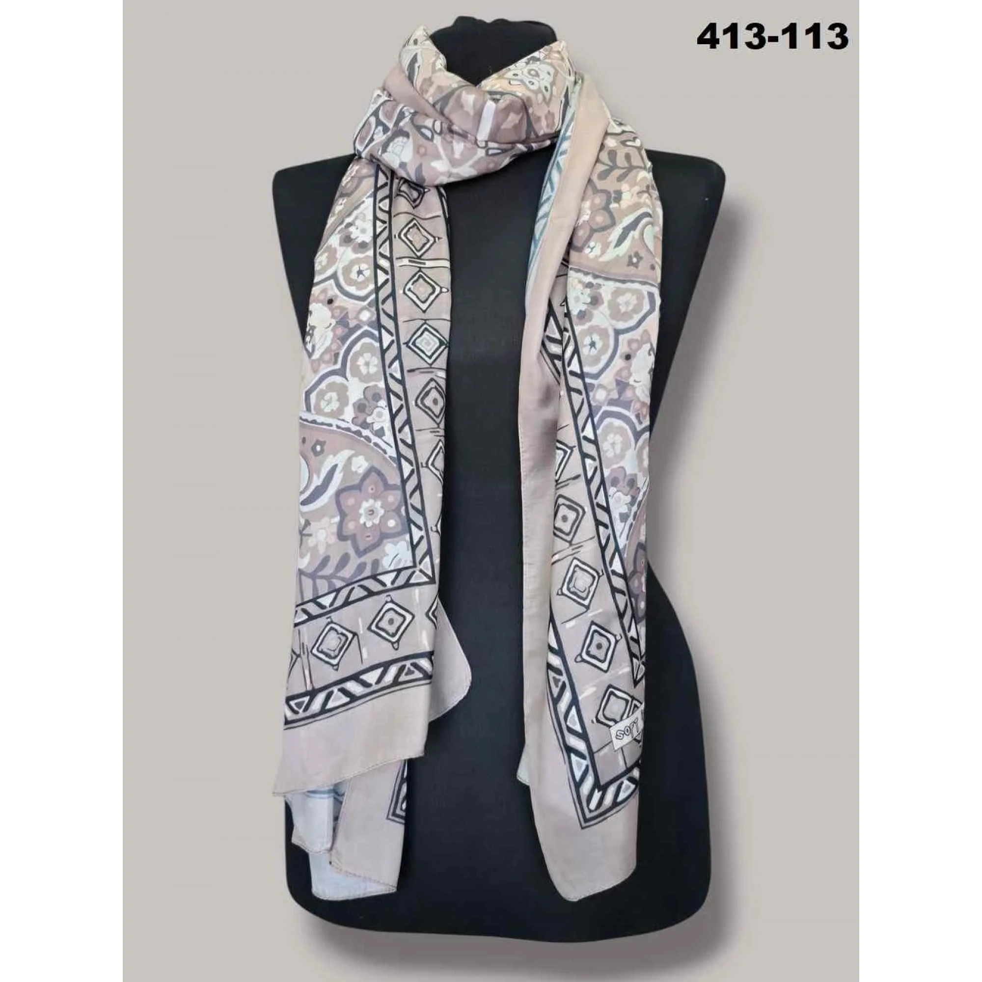 Soft İpek Etnik Desen Soft Şal 413-113