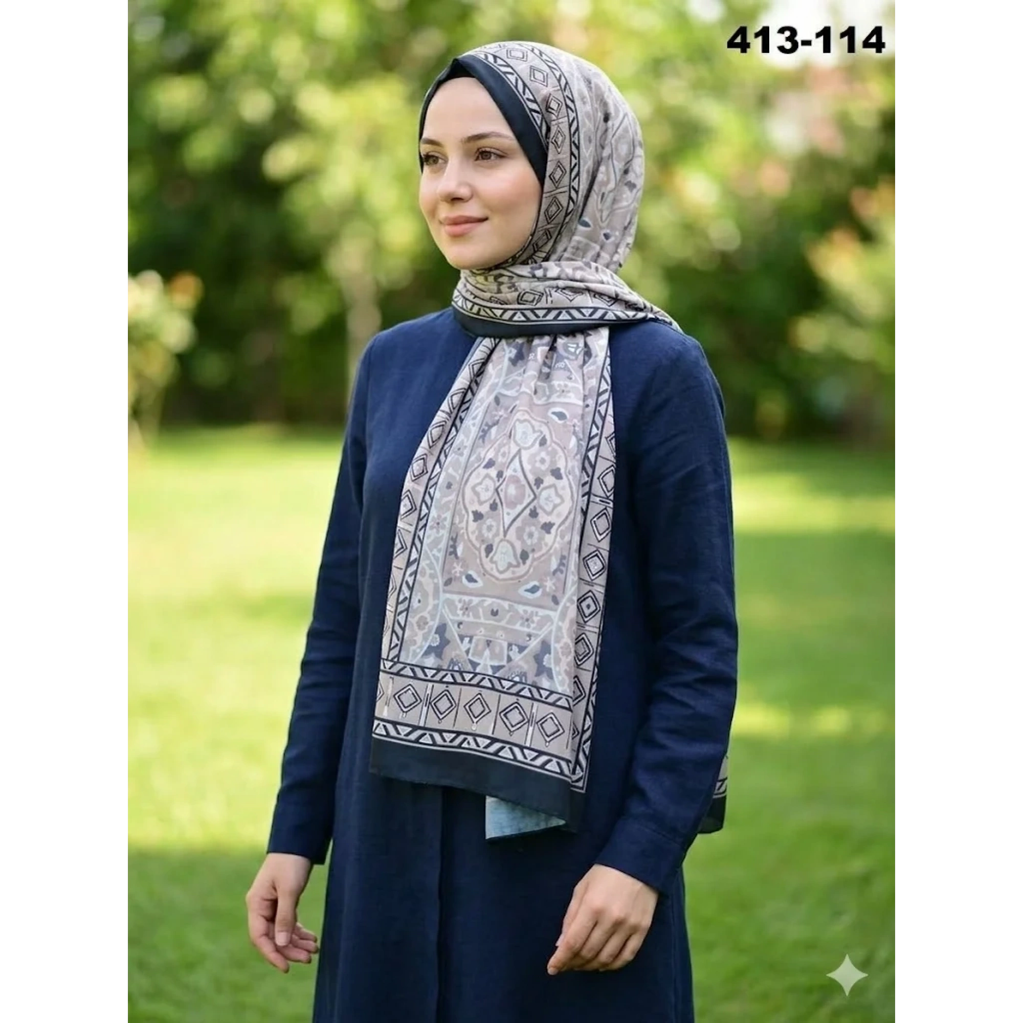 Soft İpek Etnik Desen Soft Şal 413-114