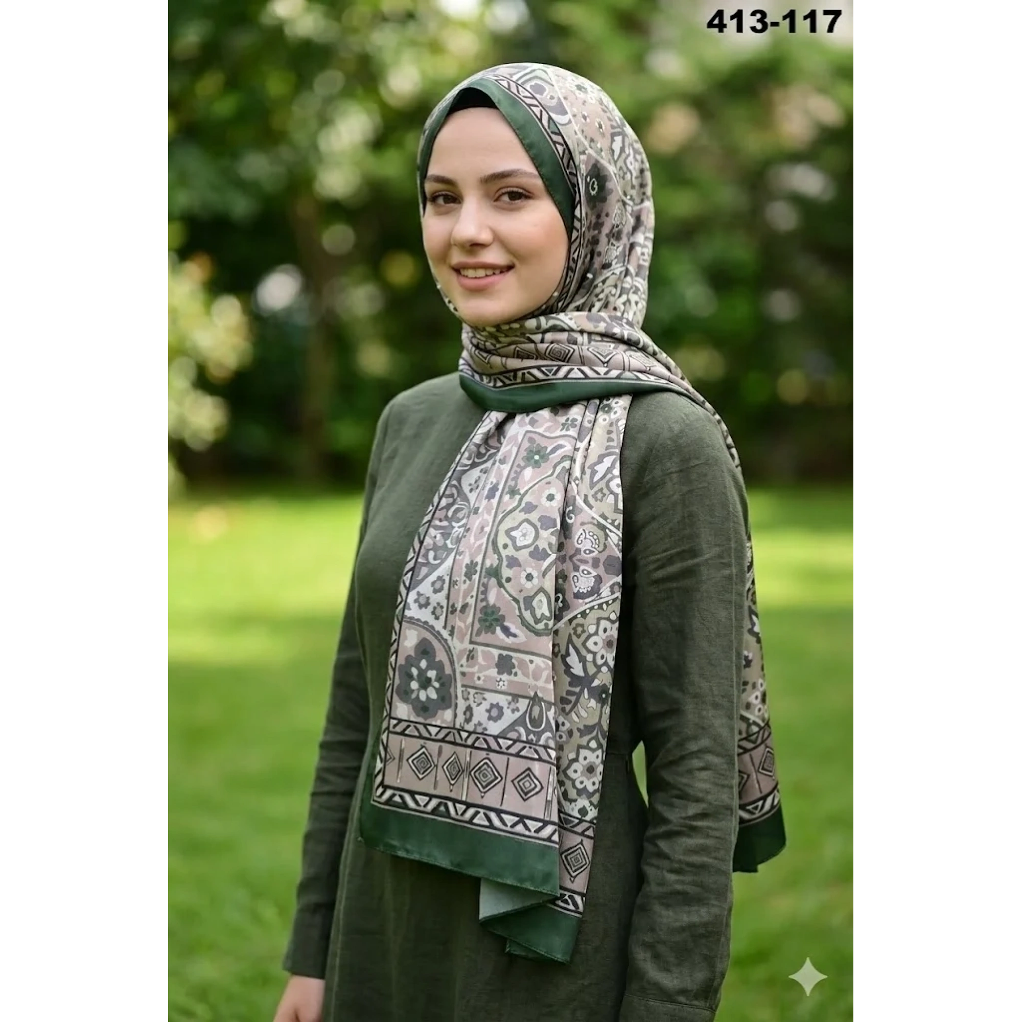Soft İpek Etnik Desen Soft Şal 413-117