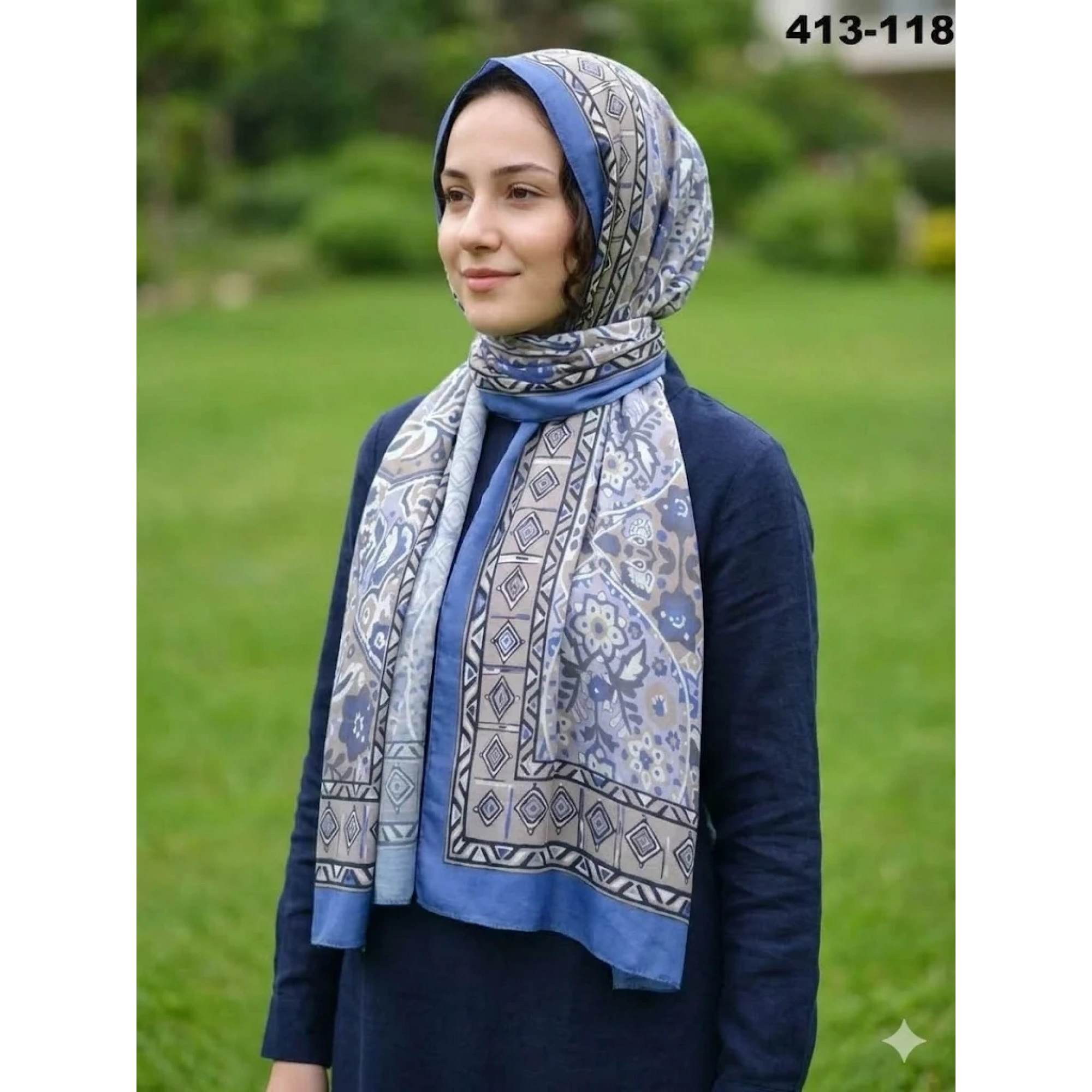 Soft İpek Etnik Desen Soft Şal 413-118
