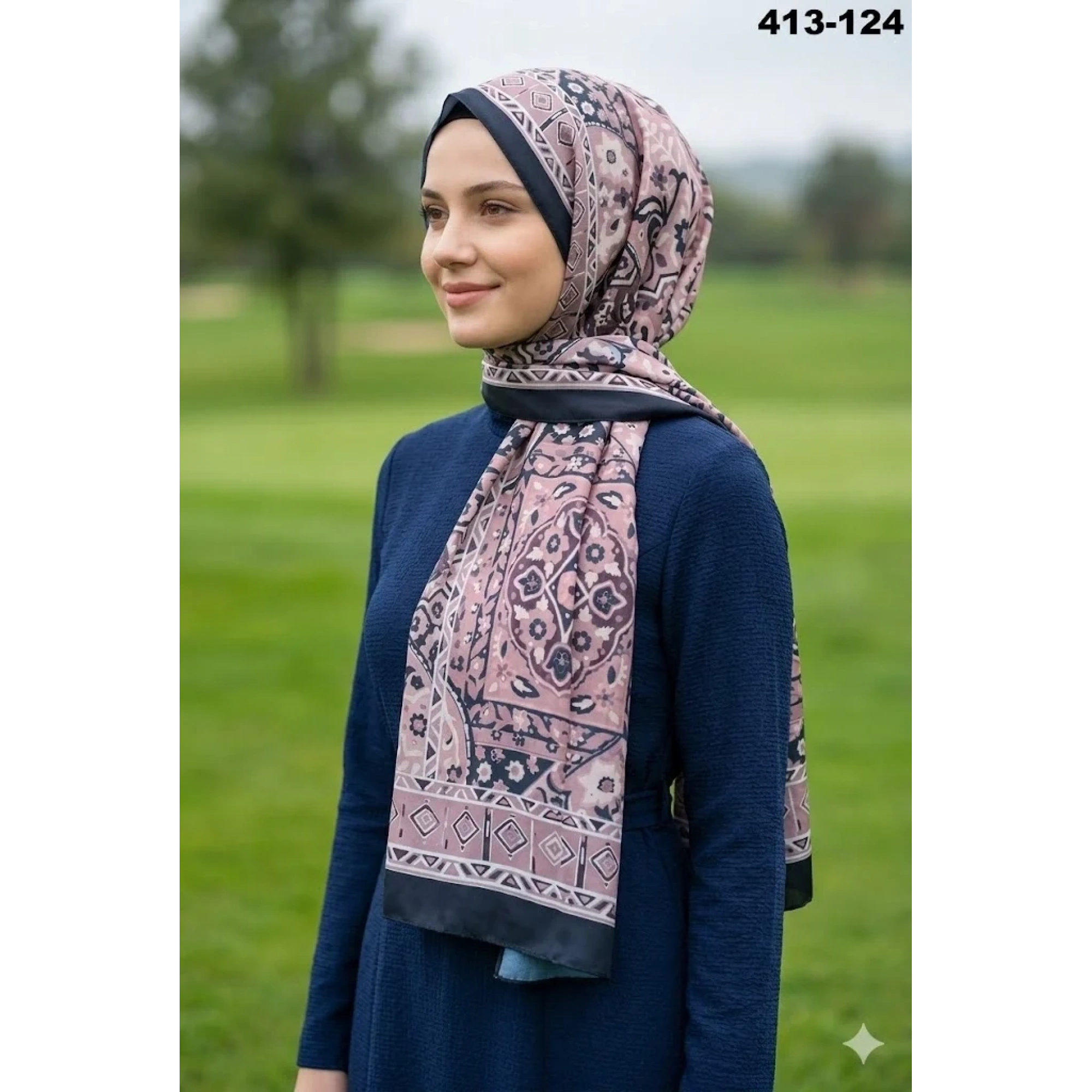 Soft İpek Etnik Desen Soft Şal 413-124