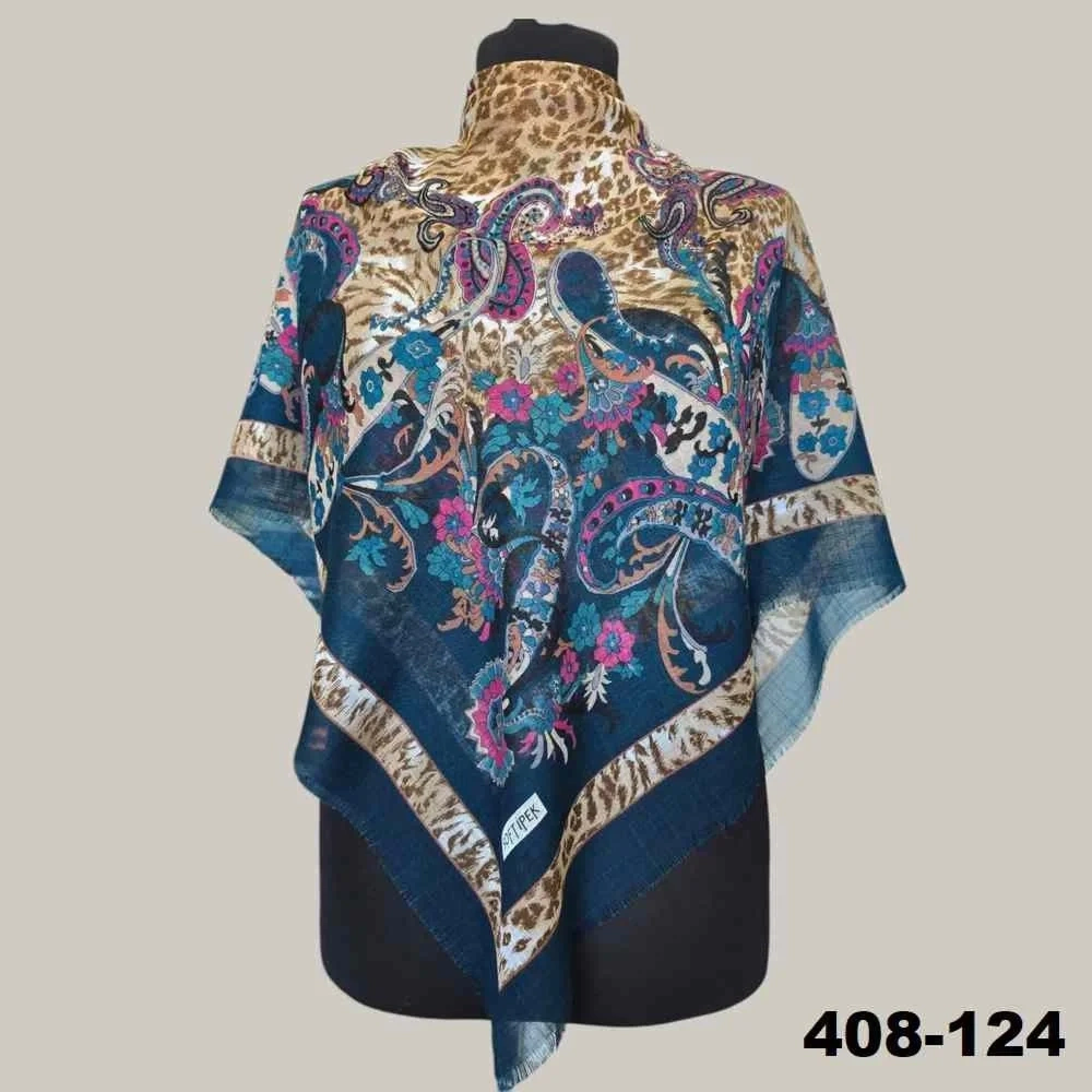 Soft İpek Etnik Desenli Flamlı Kotton Eşarp 408-124