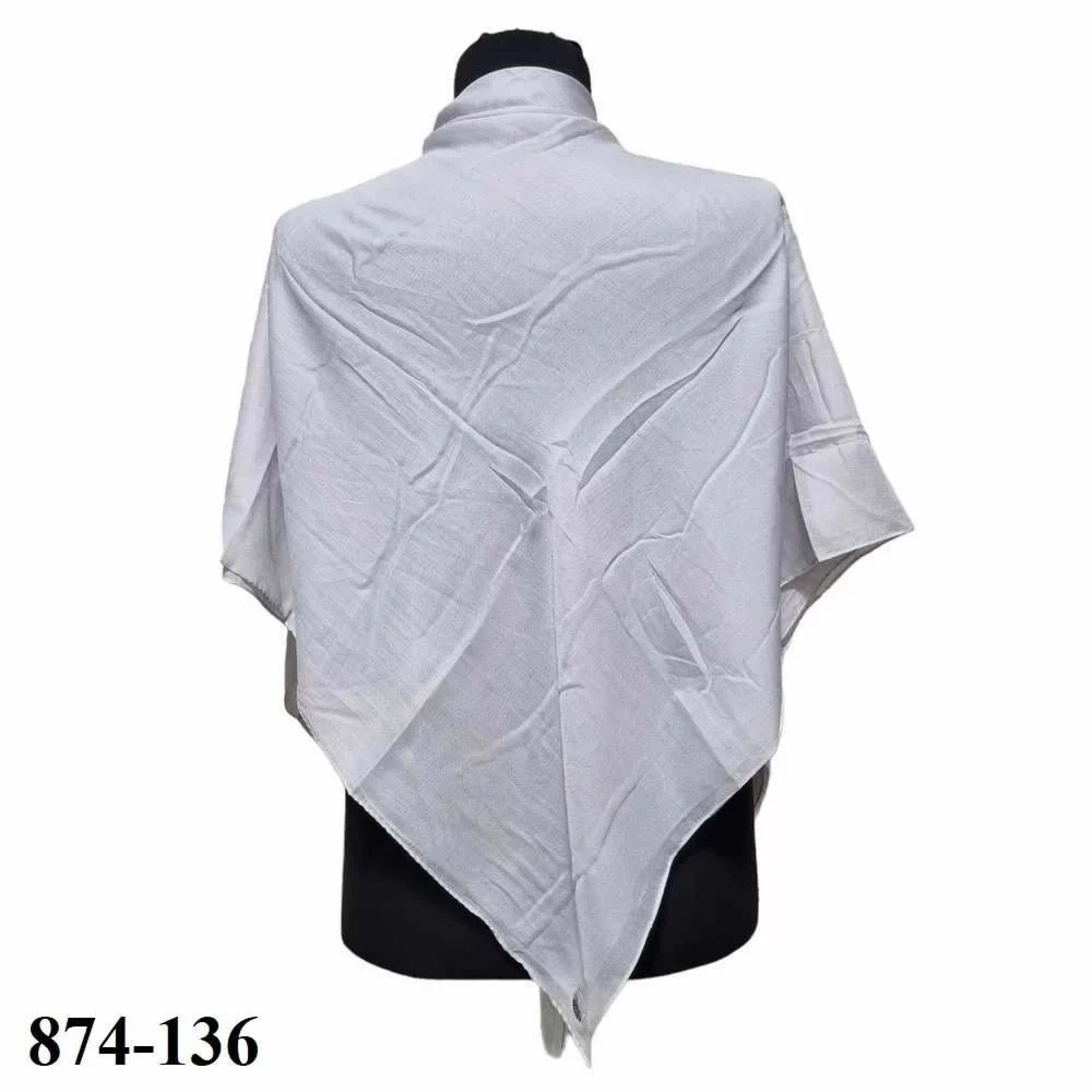 Soft İpek Kenar Dikişli Düz Yazma (gümüş gri) 874-136