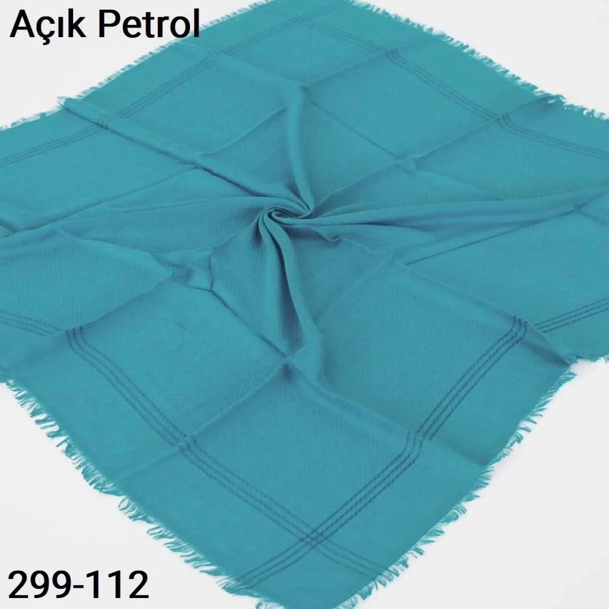 Soft İpek Sim Şeritli Balık Sırtı Pamuk Eşarp (açık petrol) 299-112