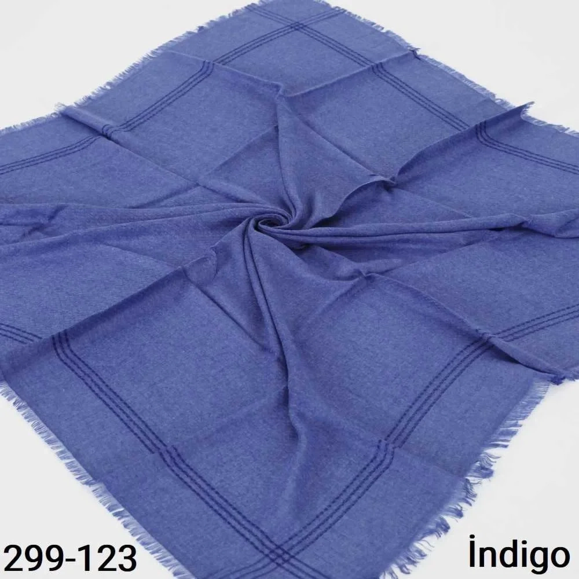Soft İpek Sim Şeritli Balık Sırtı Pamuk Eşarp (indigo ) 299-123