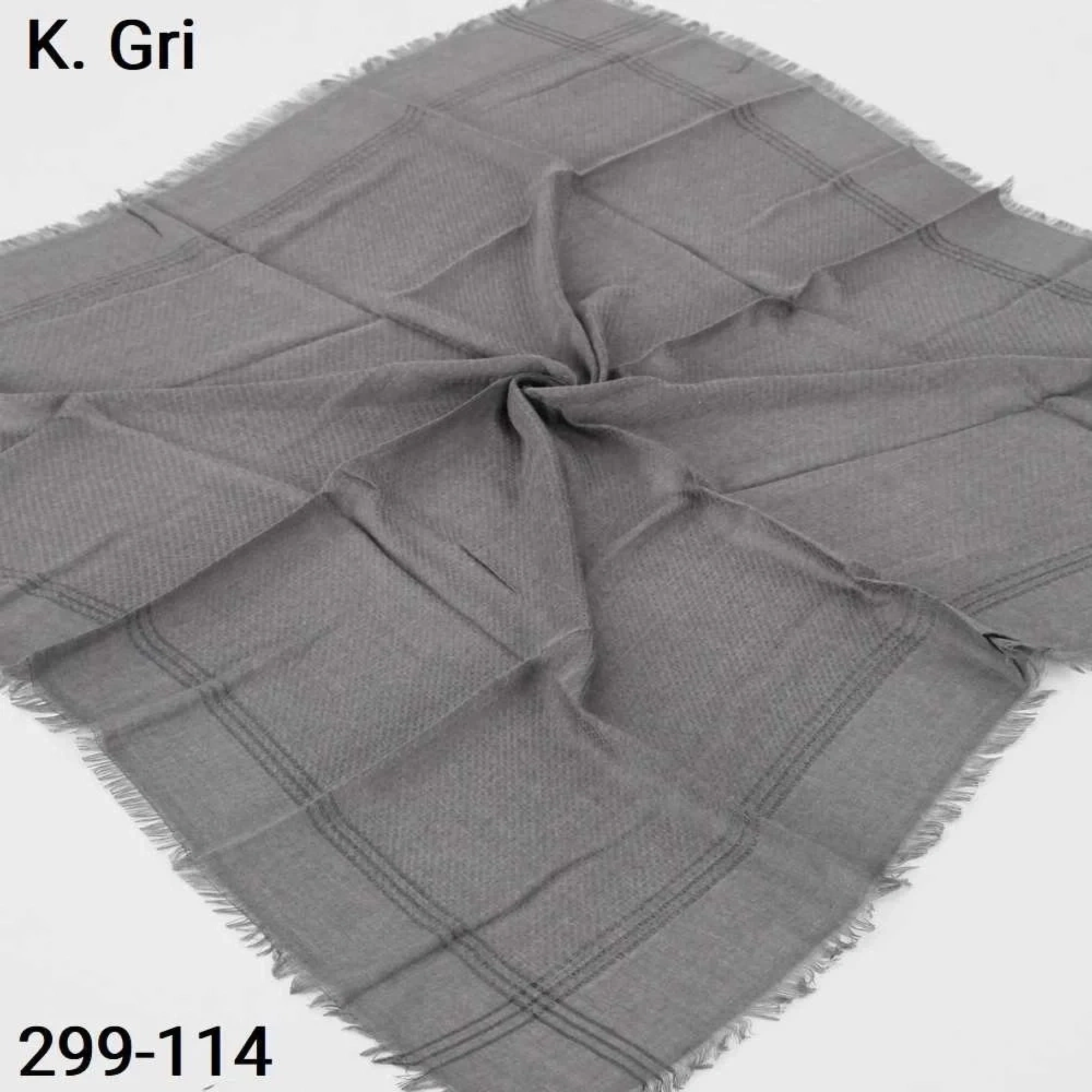 Soft İpek Sim Şeritli Balık Sırtı Pamuk Eşarp (k.gri) 299-114