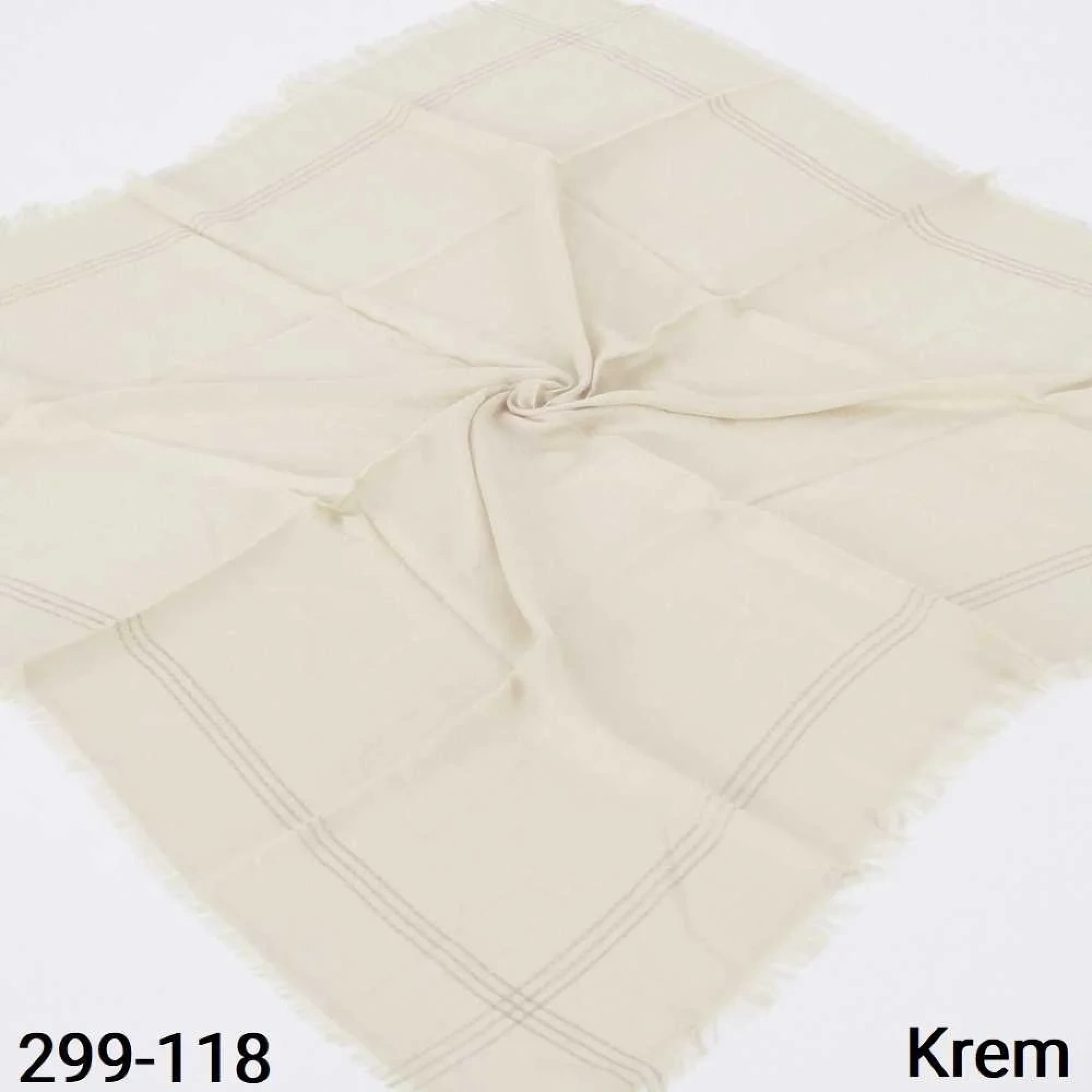 Soft İpek Sim Şeritli Balık Sırtı Pamuk Eşarp (krem) 299-118