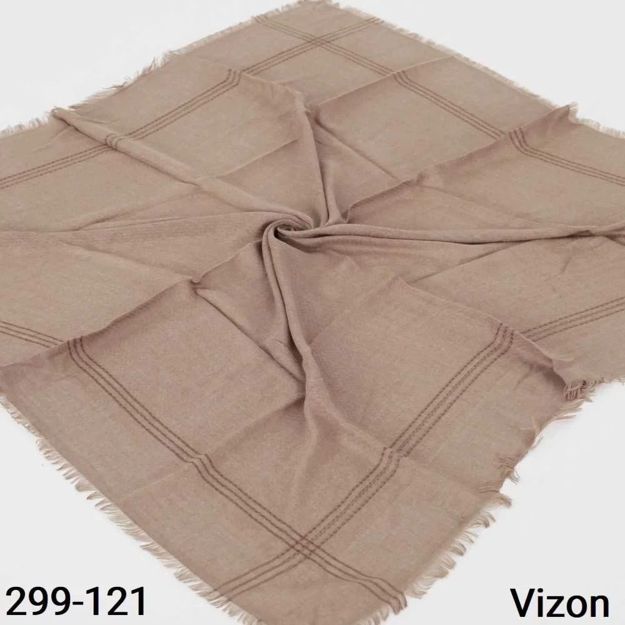 Soft İpek Sim Şeritli Balık Sırtı Pamuk Eşarp (vizon) 299-121