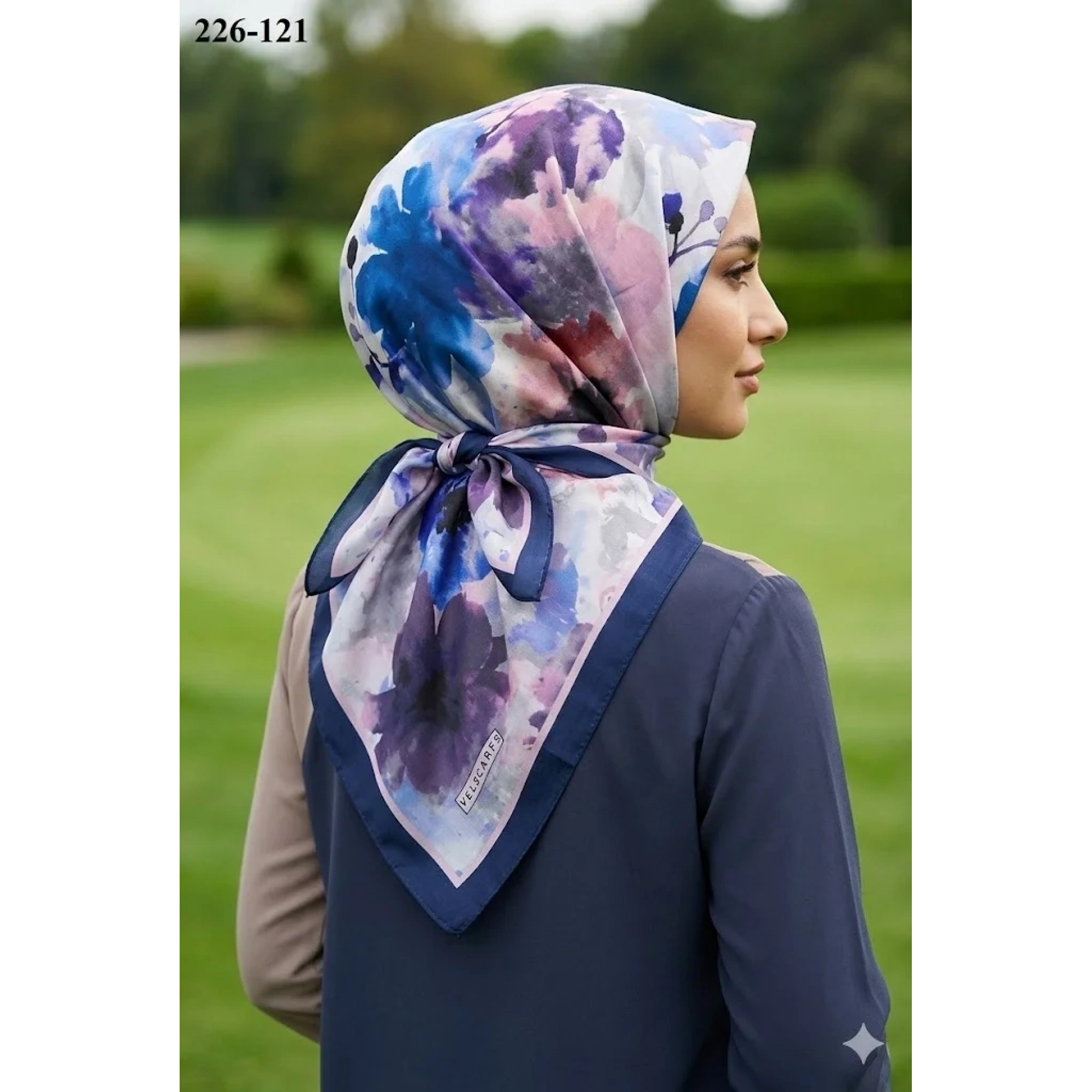 Velscarfs Soft Pamuk Parla Eşarp (Lacivert) 226-121