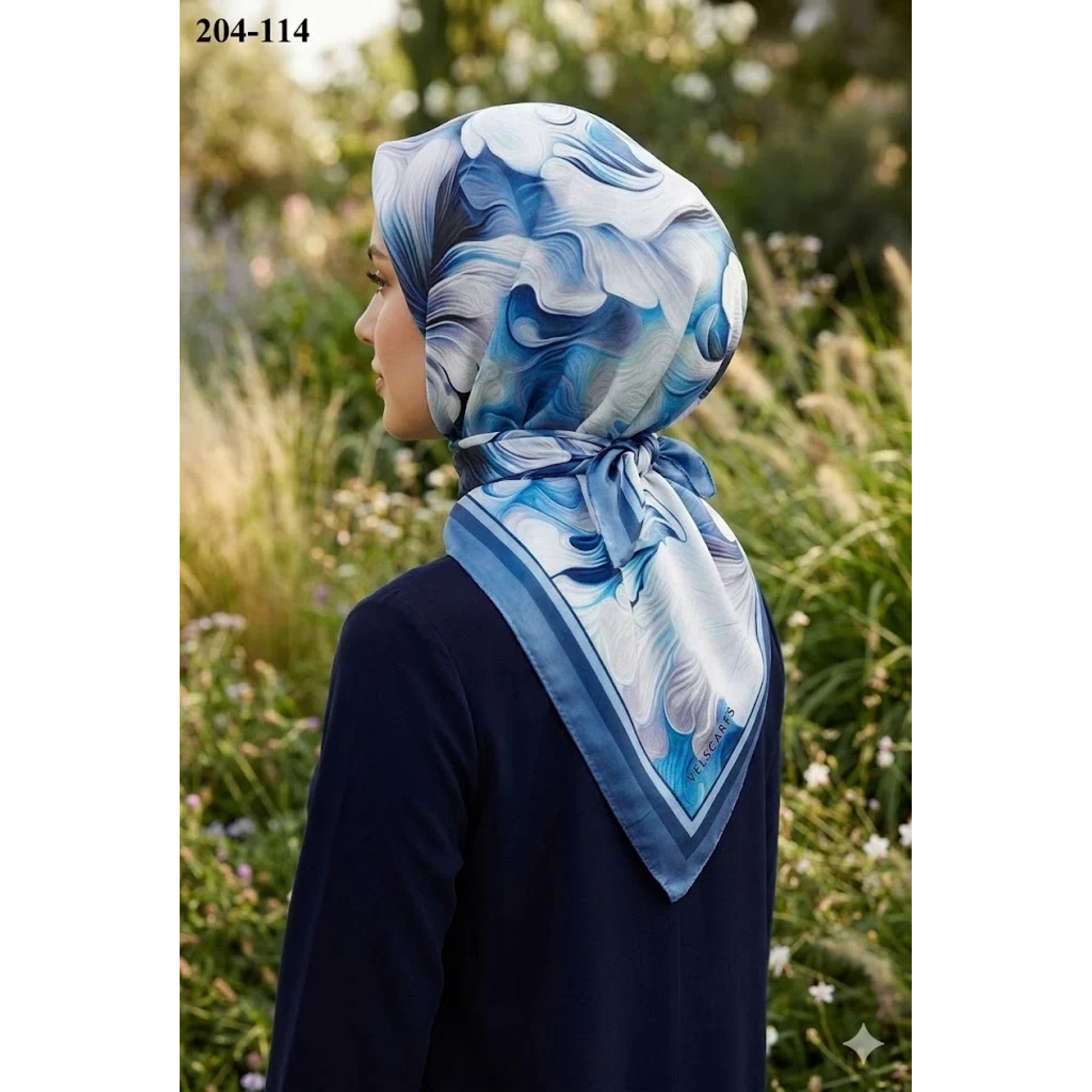 Velscarfs Soft Pamuk Parla Eşarp (Mavi) 204-114