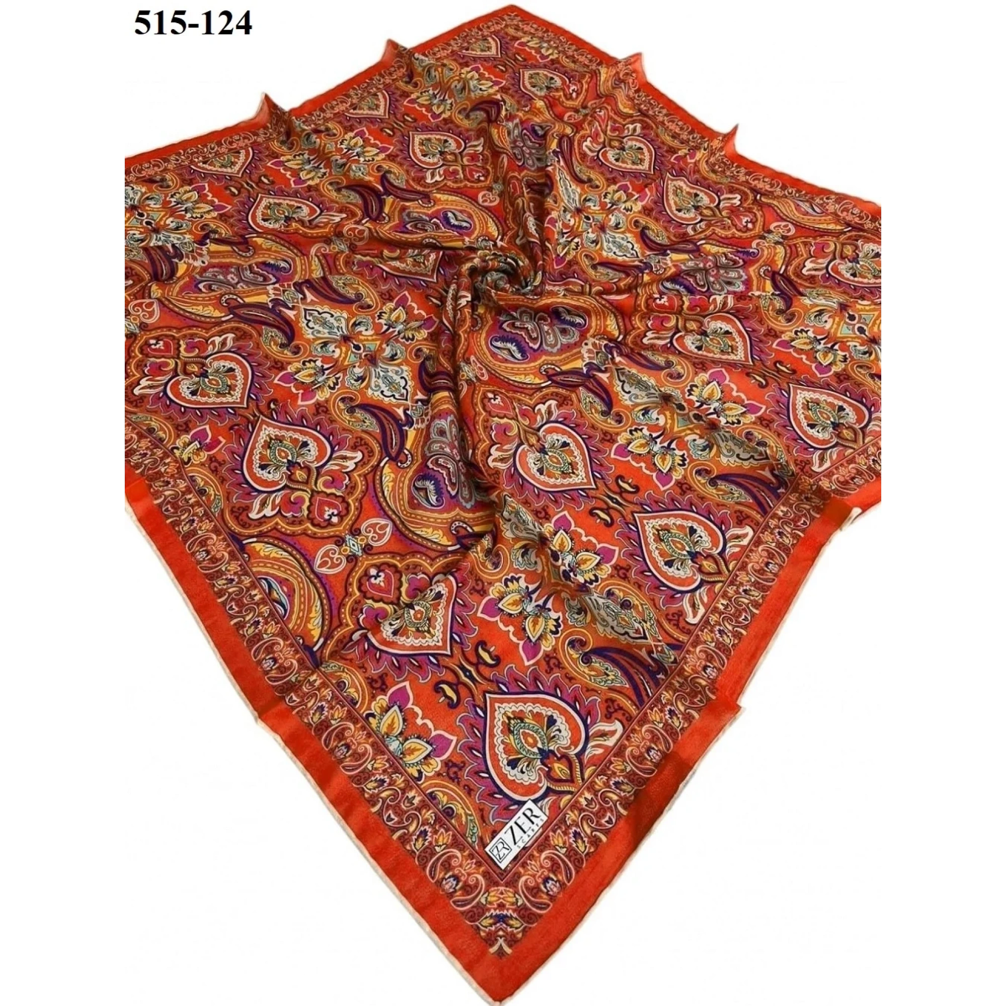 Zer Scarfs Dijital Soft Pamuk Eşarp (Turuncu) 515-124