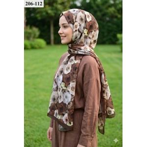 Belinda Scarf Bambu Kraş Pamuk Şal (Kahve) 206-112