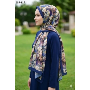 Belinda Scarf Bambu Kraş Pamuk Şal (Lacivert) 205-117